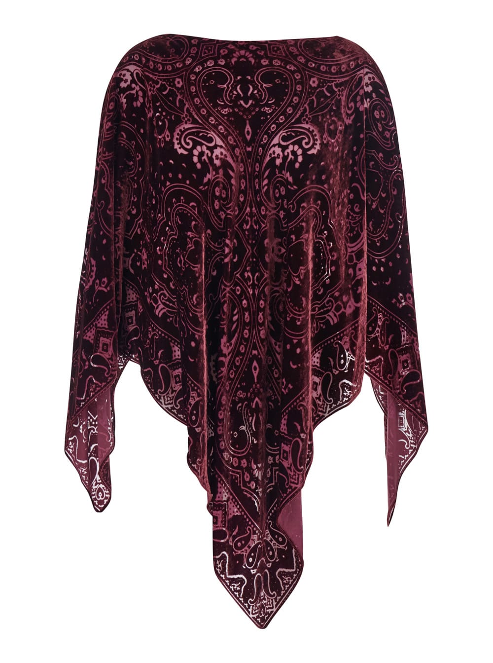 Etro Paisley Silk-blend Velvet Poncho In Burgundy