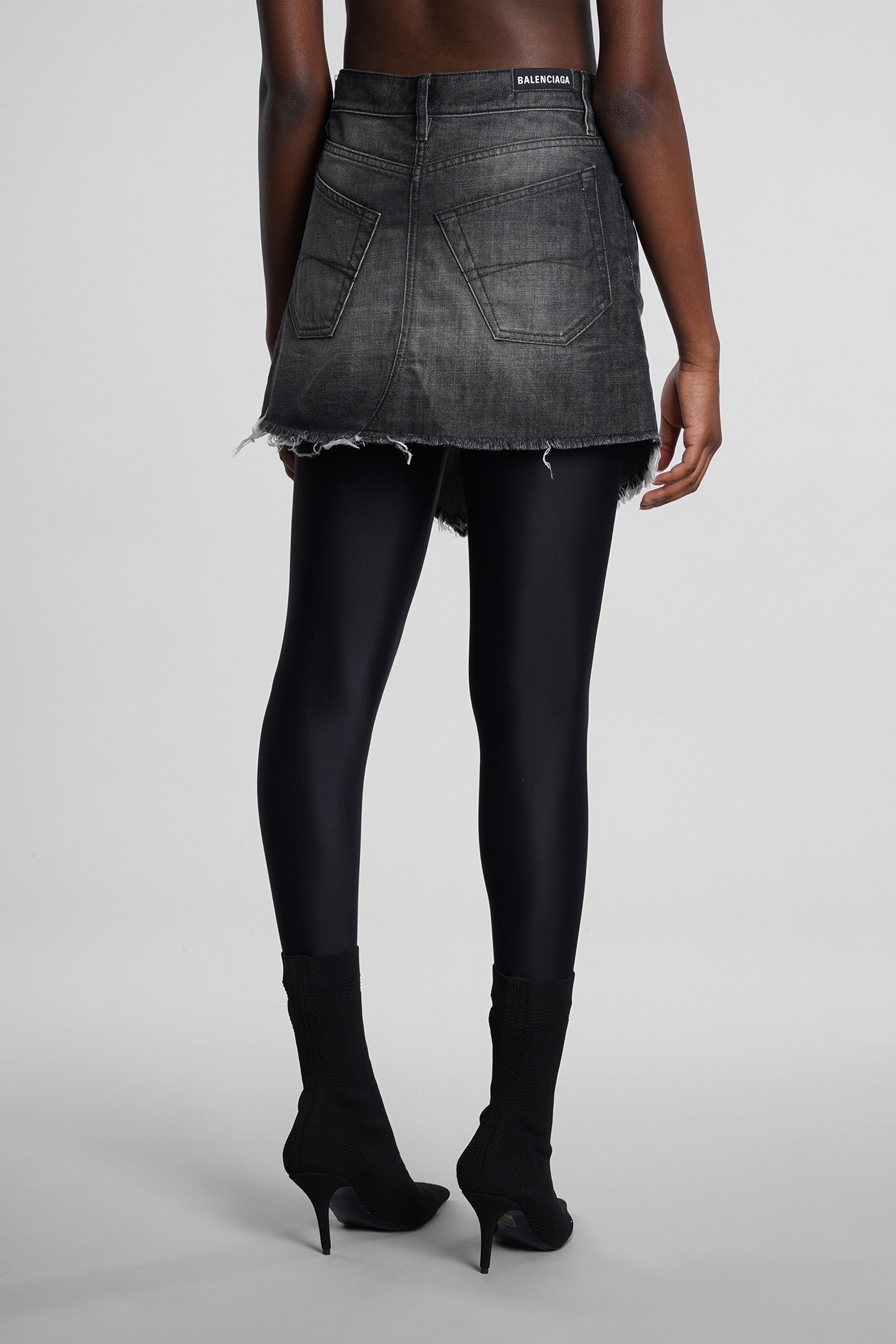 Shop Balenciaga Skirt In Black Denim