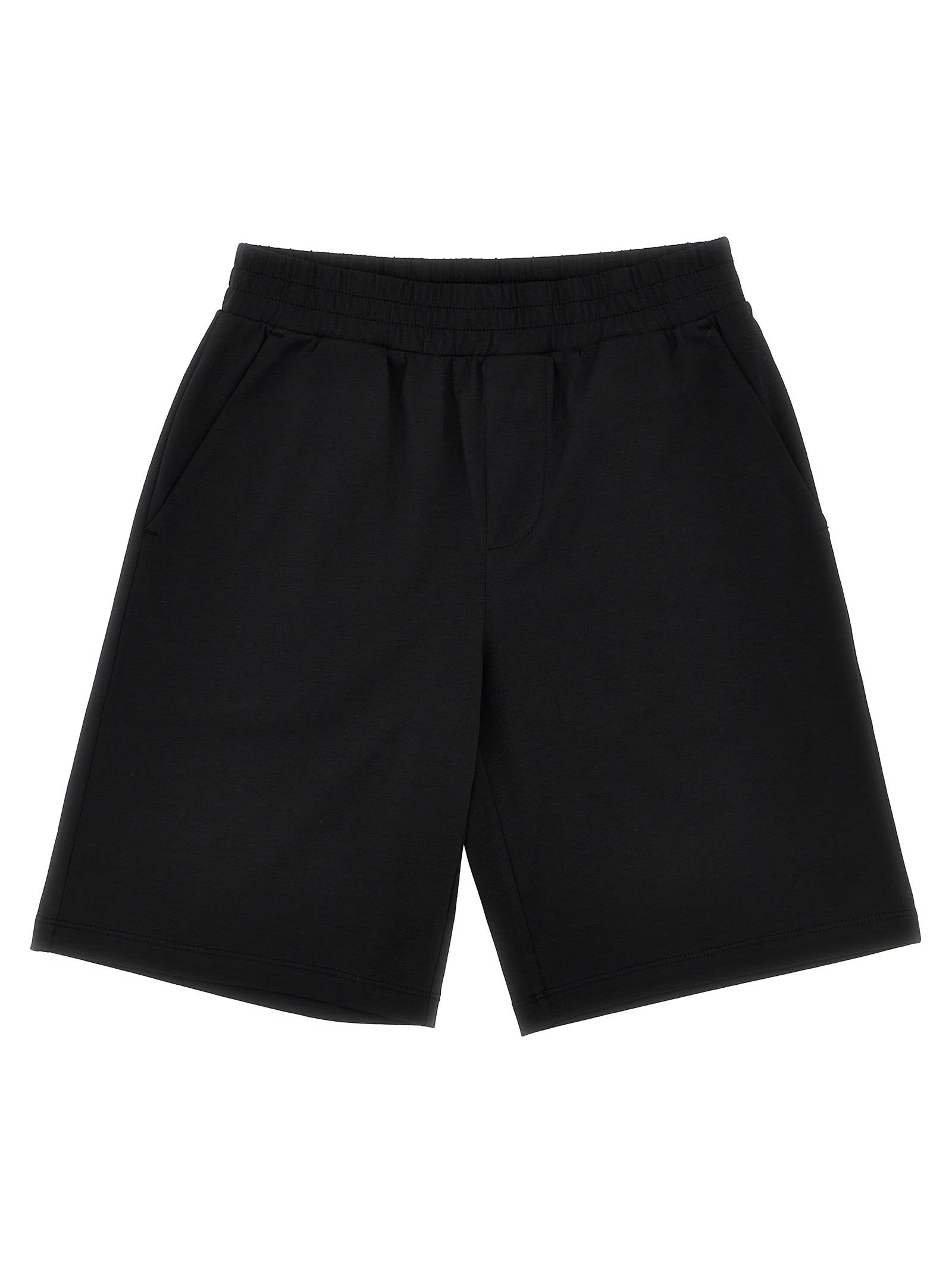 Moncler Logo Patch Bermuda Shorts In Black