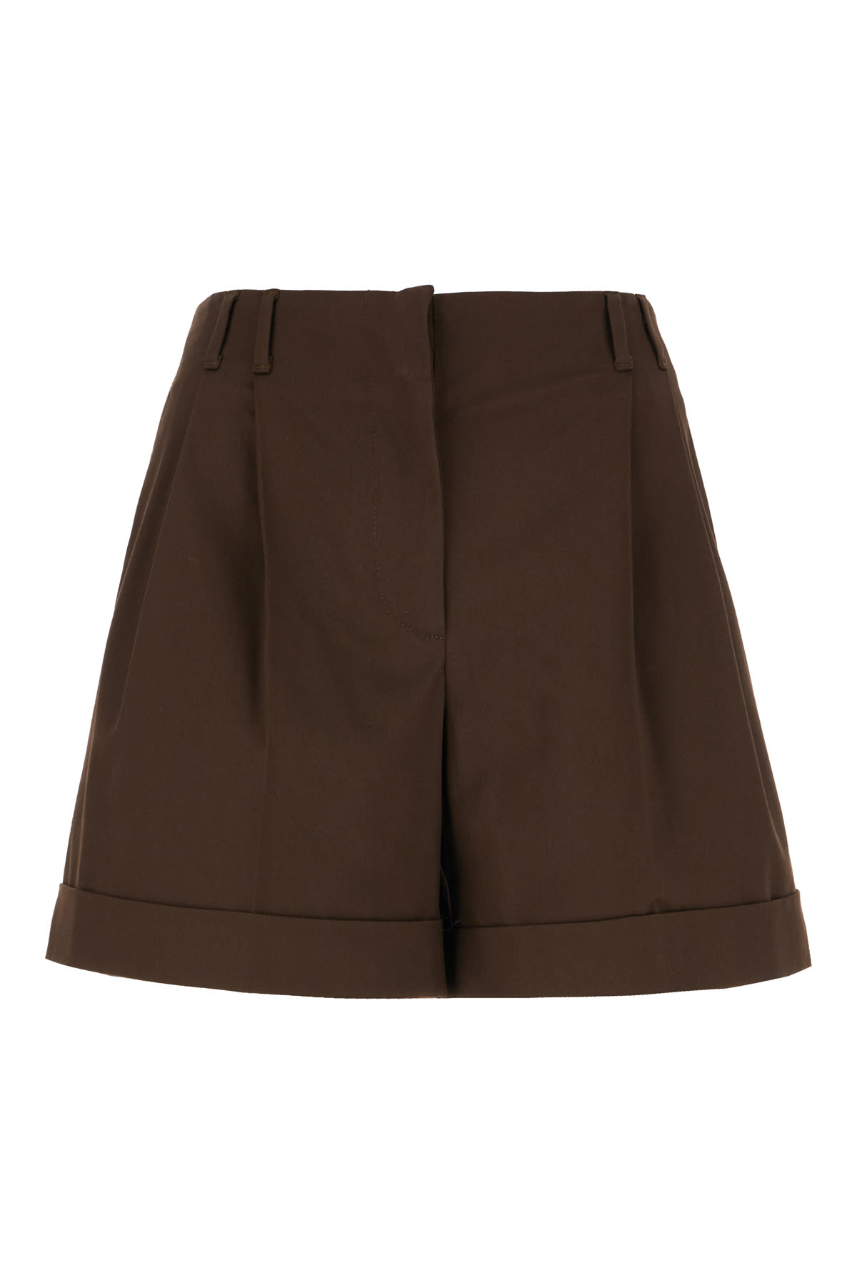 Dark Brown Stretch Cotton Shorts
