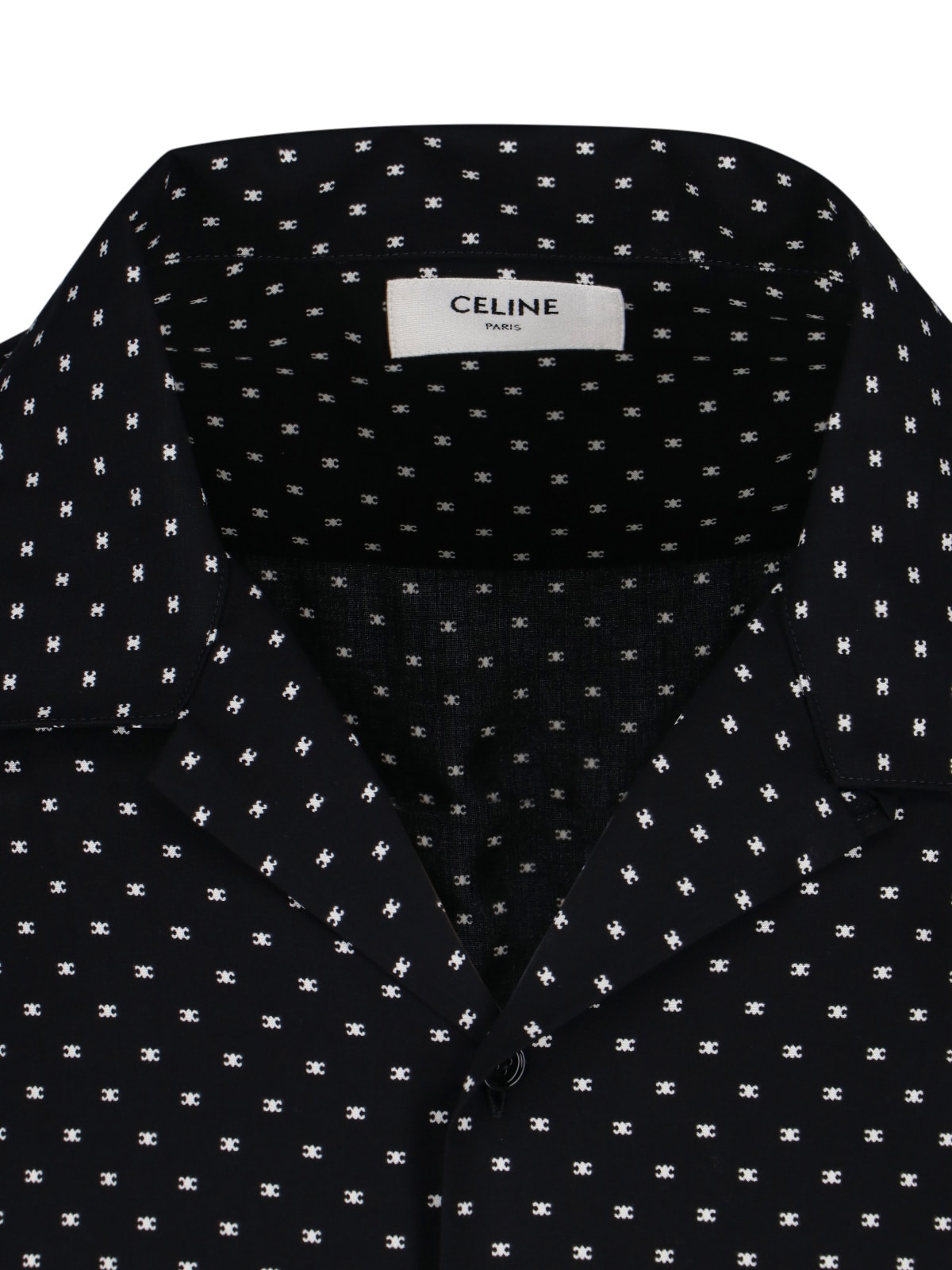 Celine Short Sleeves All-over Pattern Shirt In Black