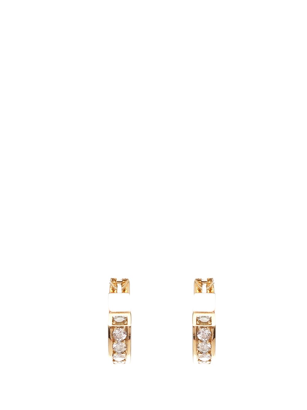 Shop Ferragamo Gancini Earrings With Crystals In Gold