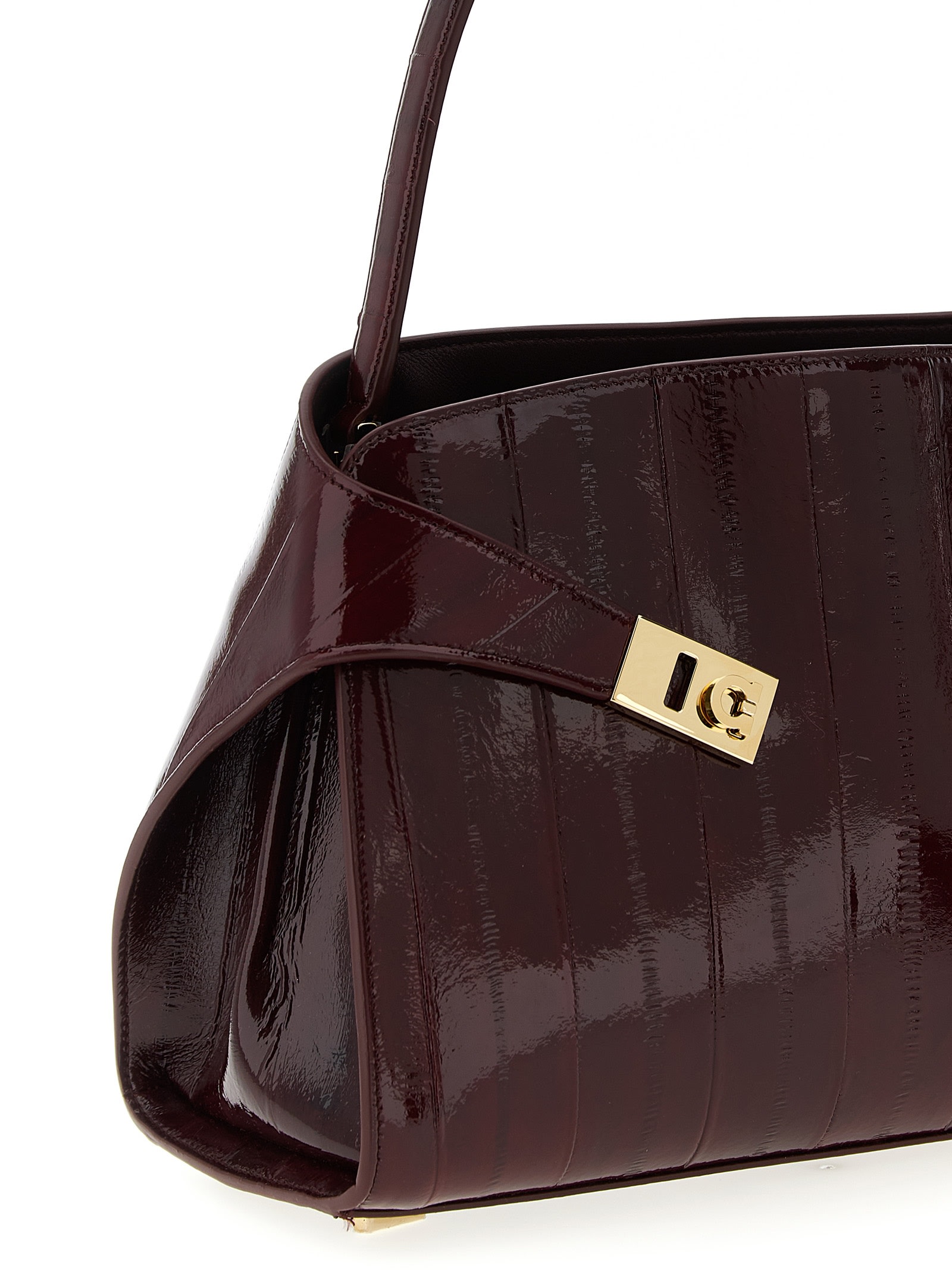Ferragamo 'hug Soft (m)' Shoulder Bag In Burgundy