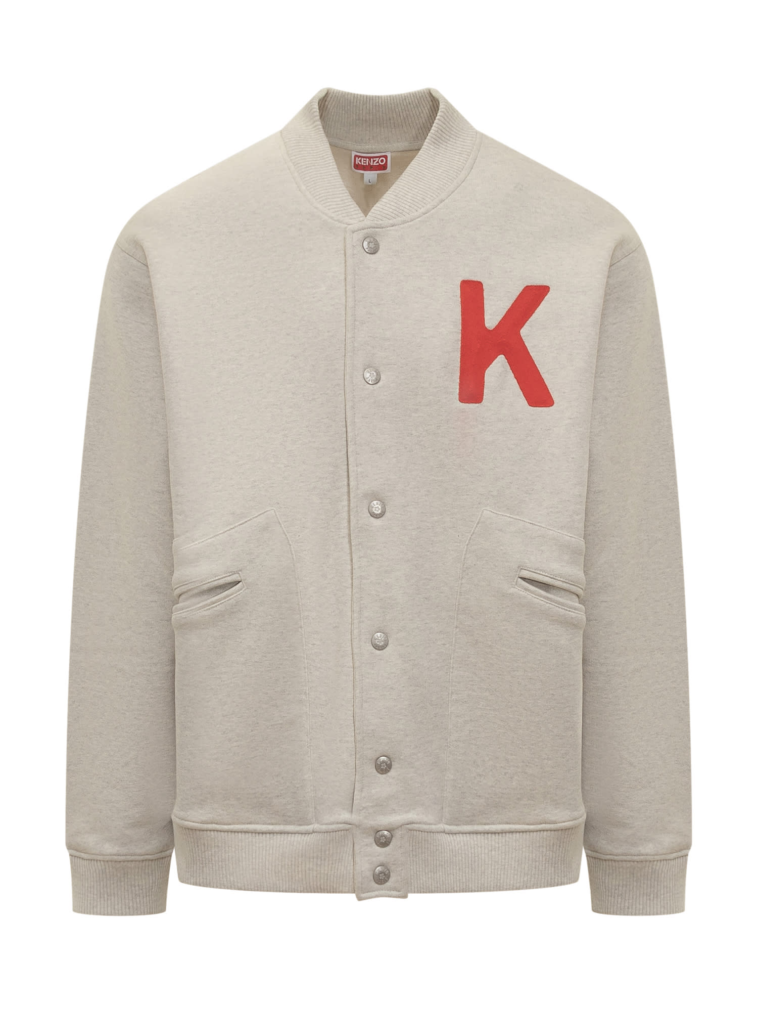 Shop Kenzo Sweatshirt With Embroidery In Gris Clair