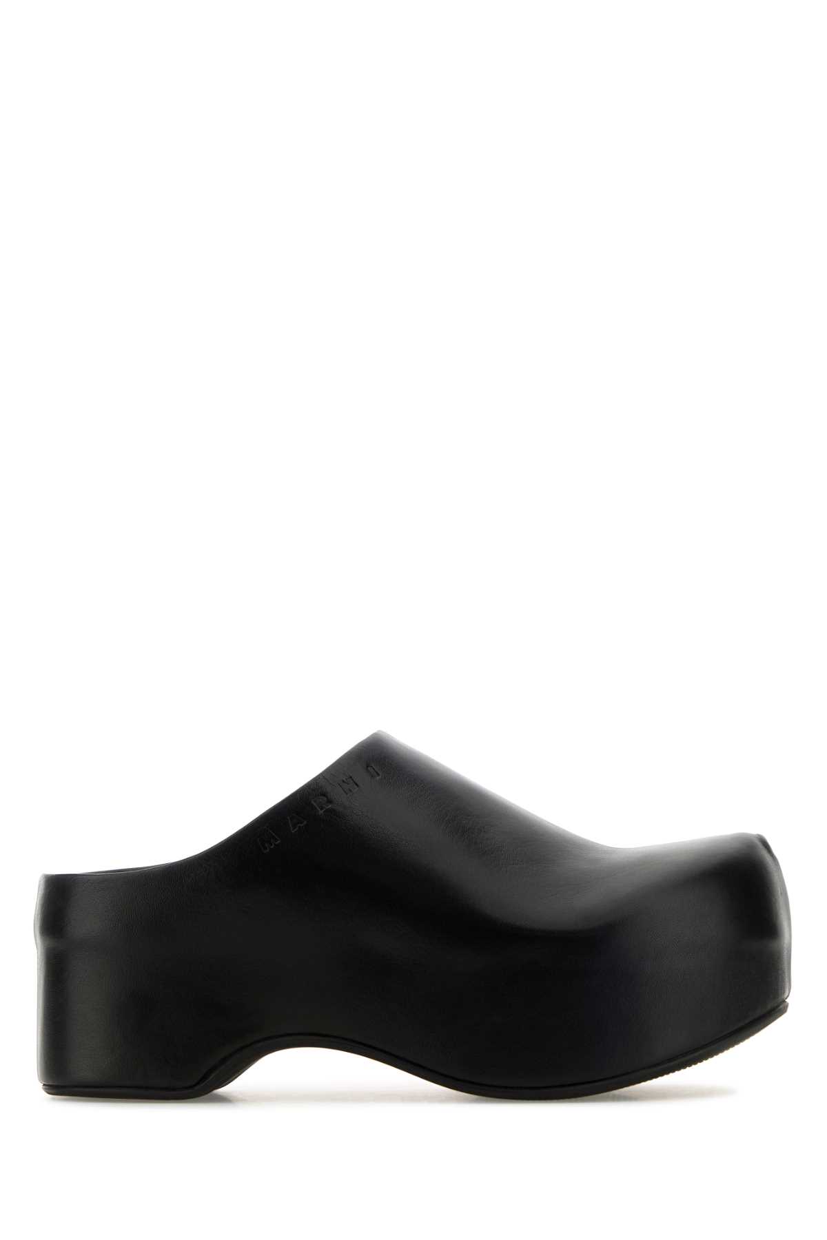 Shop Marni Black Nappa Leather Mules