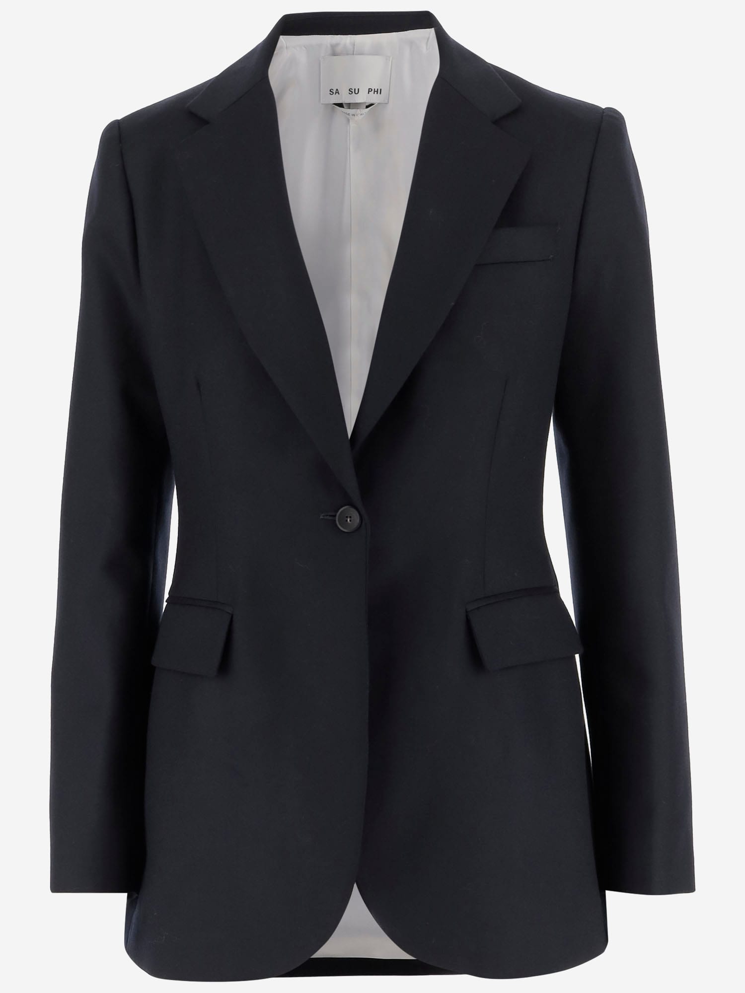 Sa Su Phi Single-breasted Wool Blazer In Black