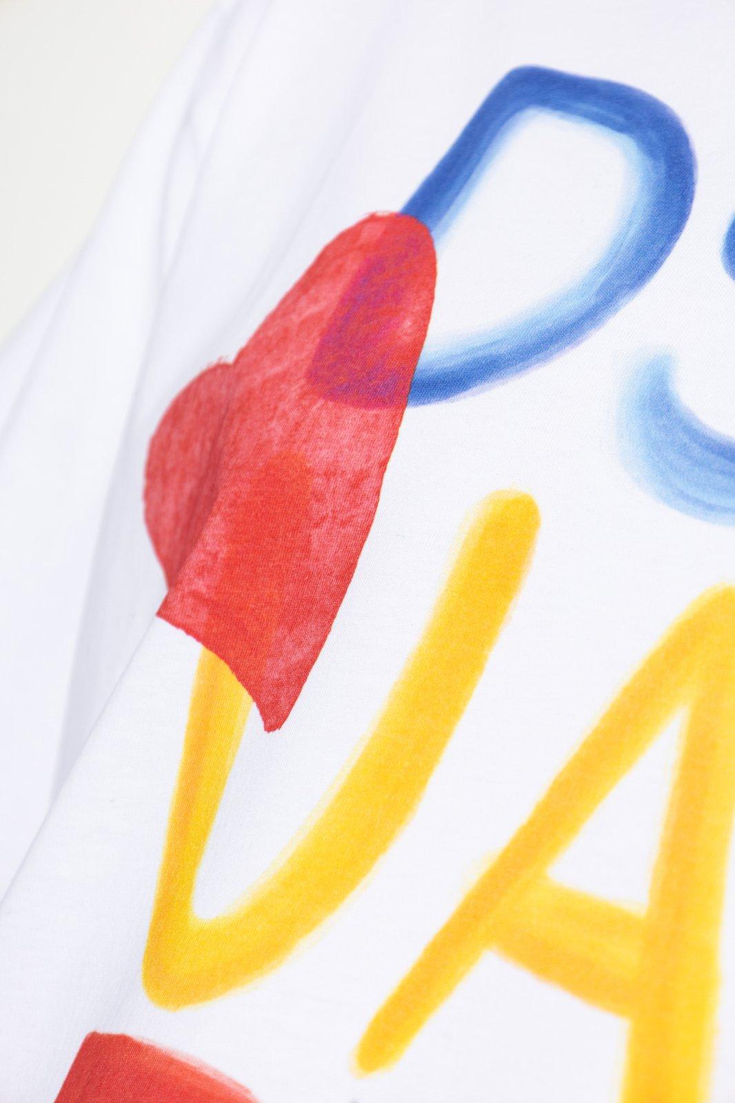 Dsquared2 White Round Neck T Shirt With Printed Maxi Logo On The Front And Heart Detail In Cotton Woman