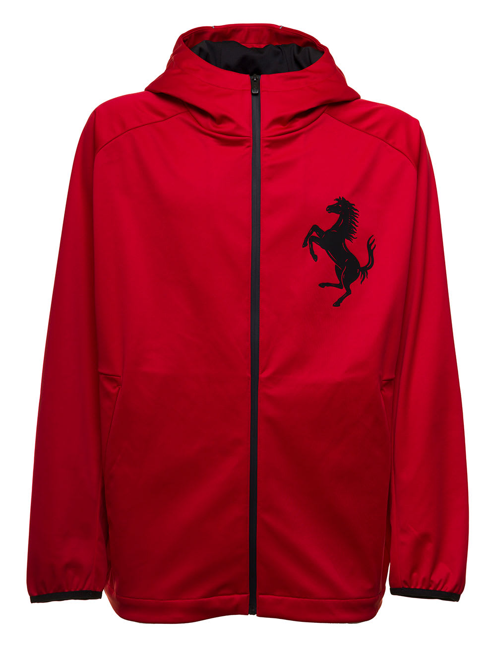 Ferrari Mans Red Nylon Jacket With Logo
