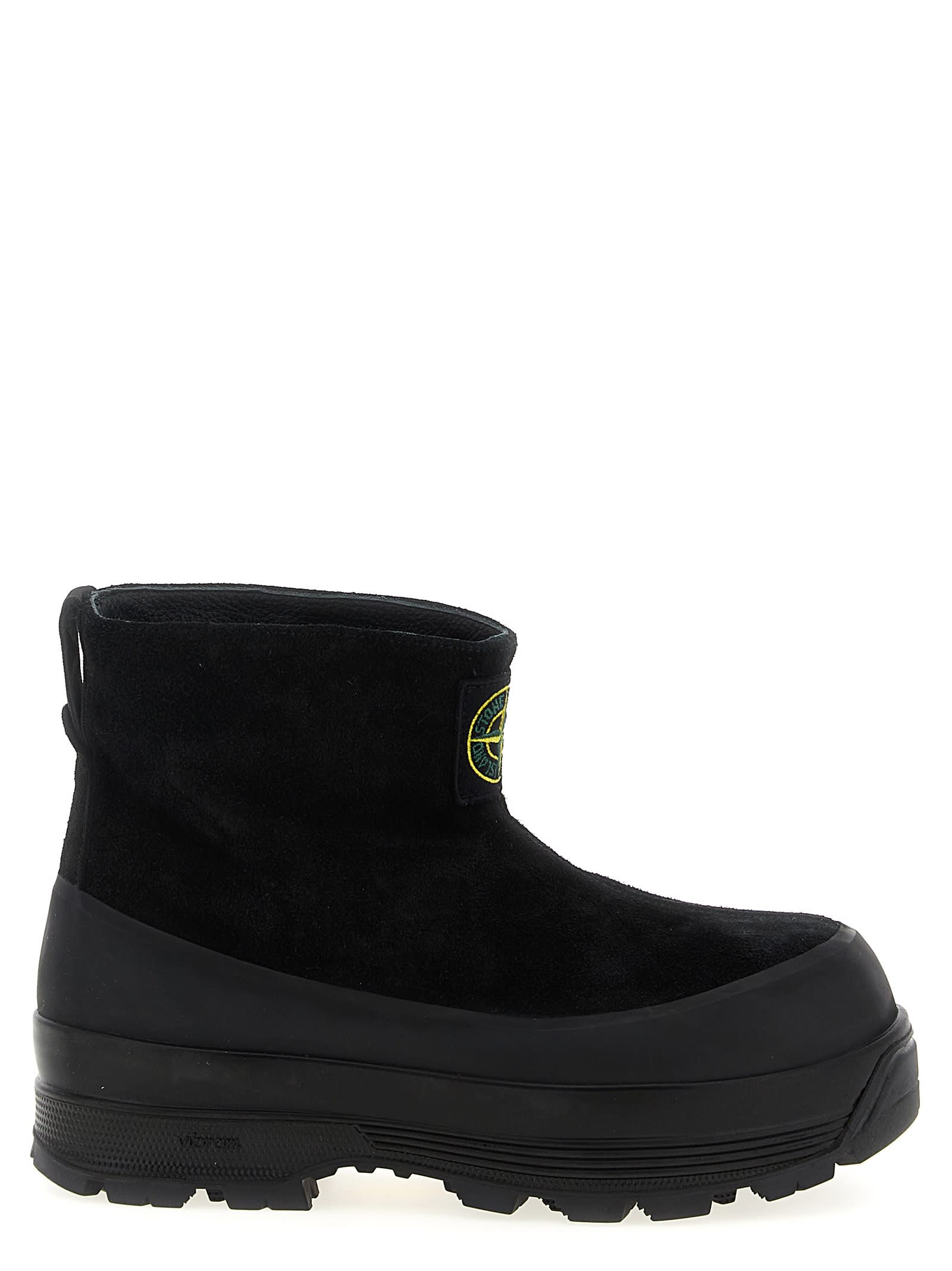 Stone Island Suede Ankle Boots In Black