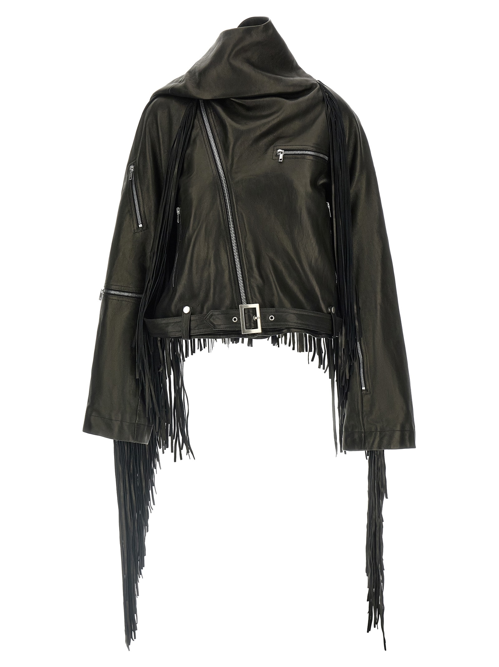 Rick Owens Cropped Scarf Flight Puffer Jackets Black In Black