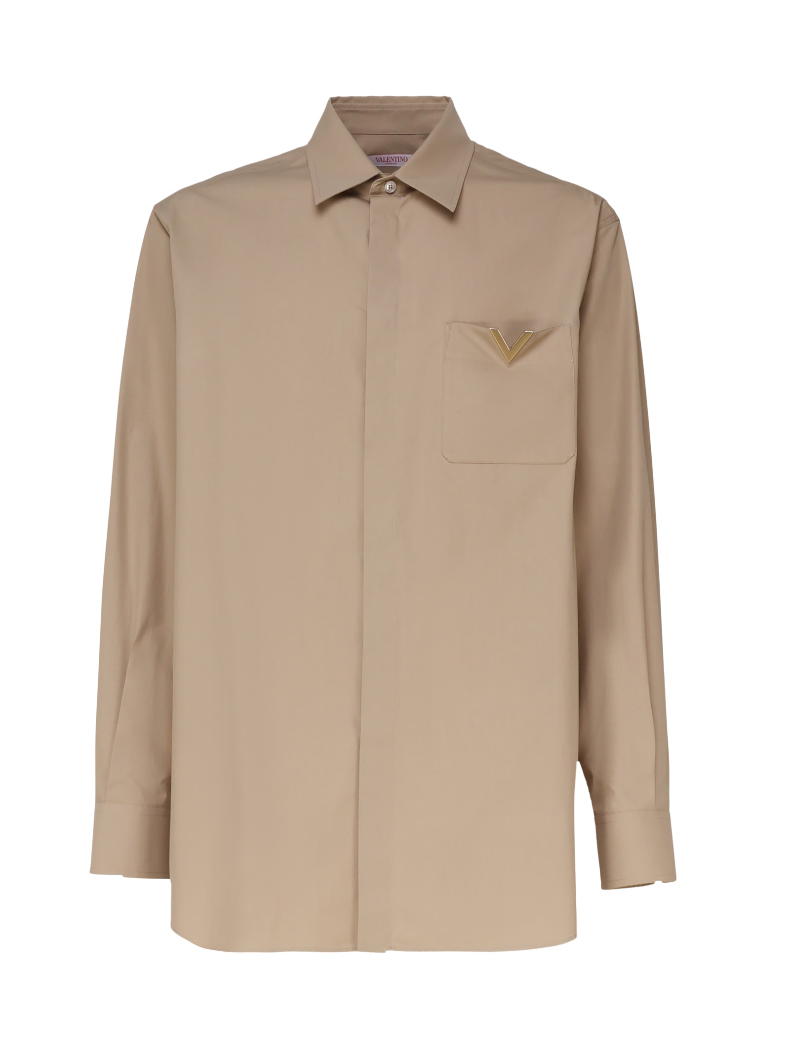 Shop Valentino Cotton Shirt In Dune