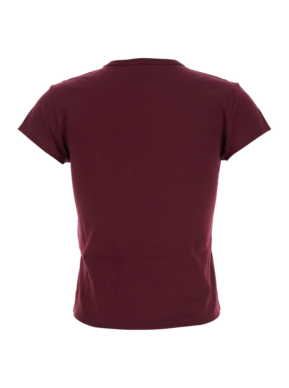 Attico Bordeauc Cotton T-shirt With Embroidered Logo In Burgundy