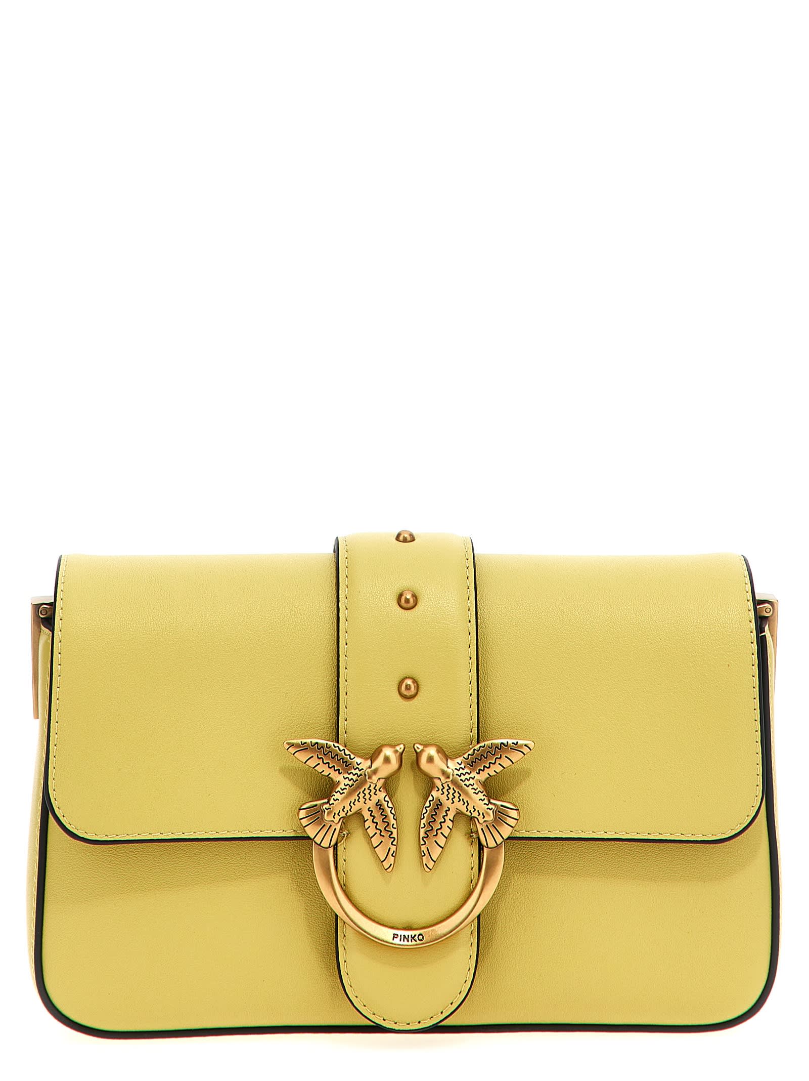 Shop Pinko Love One Mini Crossbody Bag In Green