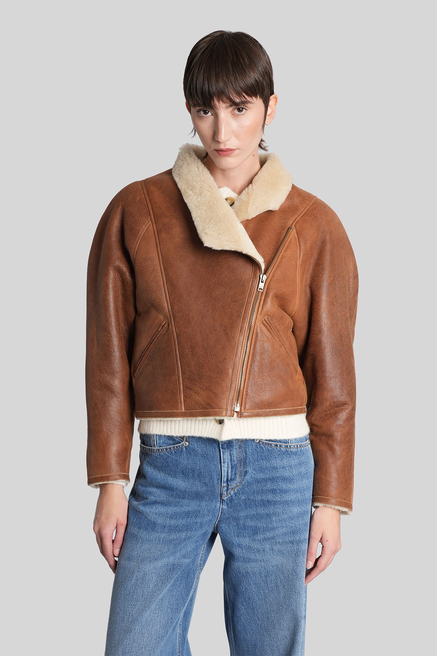 Isabel Marant Blondine Leather Jacket In Brown Leather