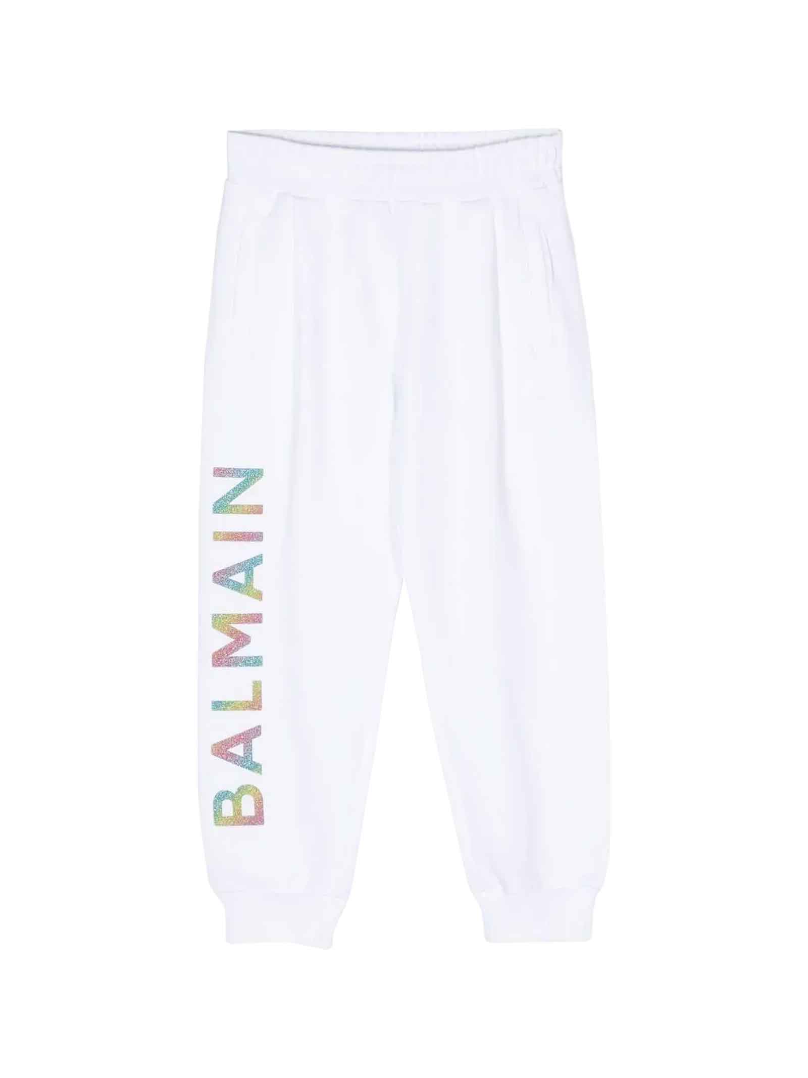 Balmain Kids' White Trousers Girl In Bianco