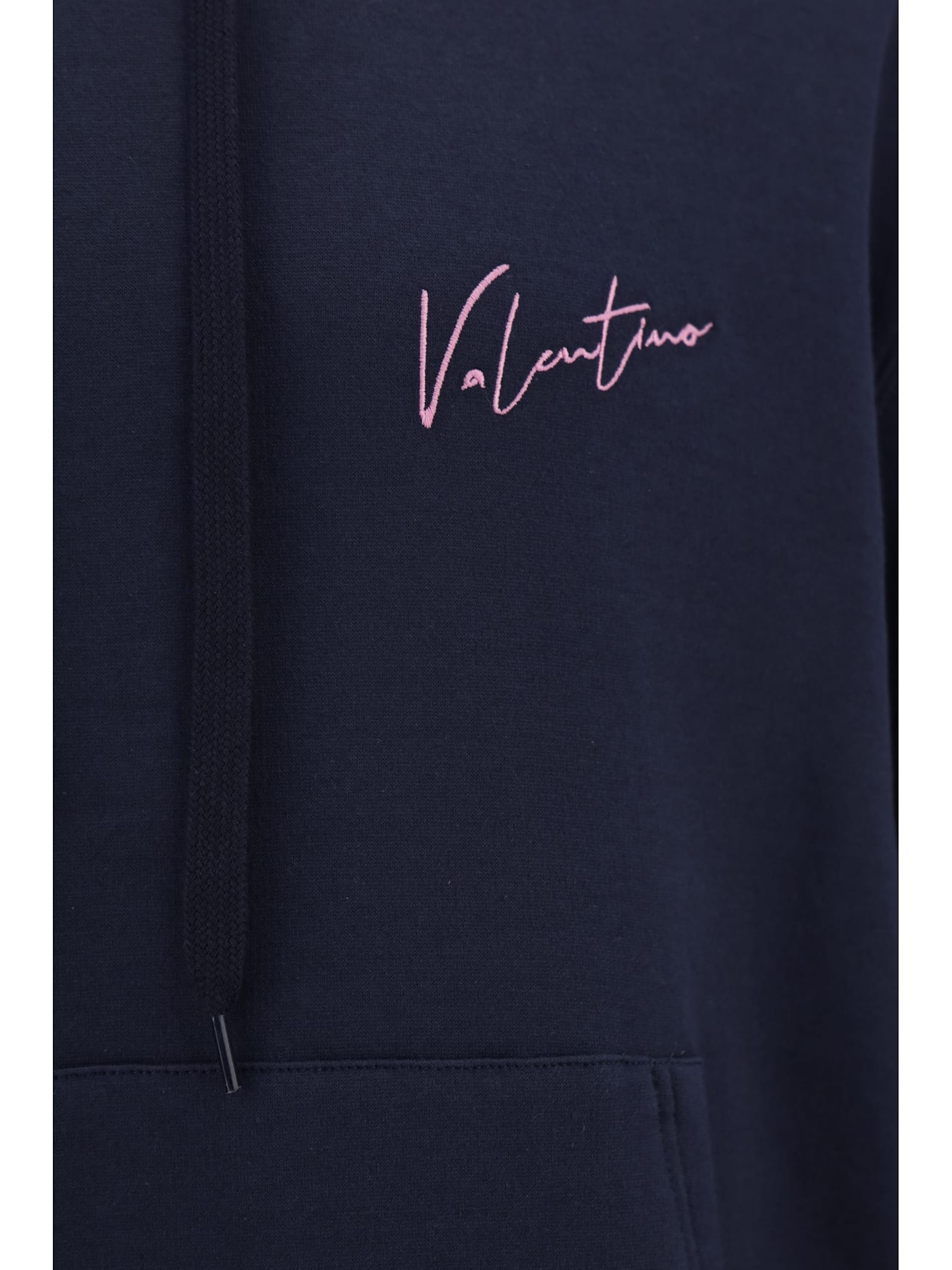 Shop Valentino Hoodie In Navy