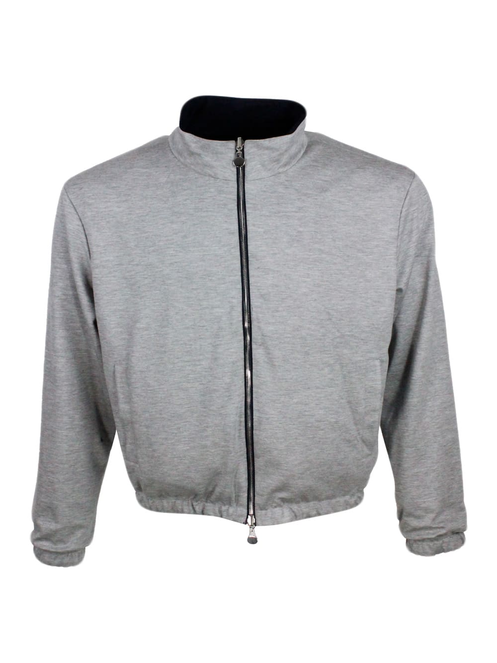 Shop Kiton Super Light Bomber Jacket In Very Soft Technical Fabric With Zip Closure With Logo On The Zip Pull A In Blu