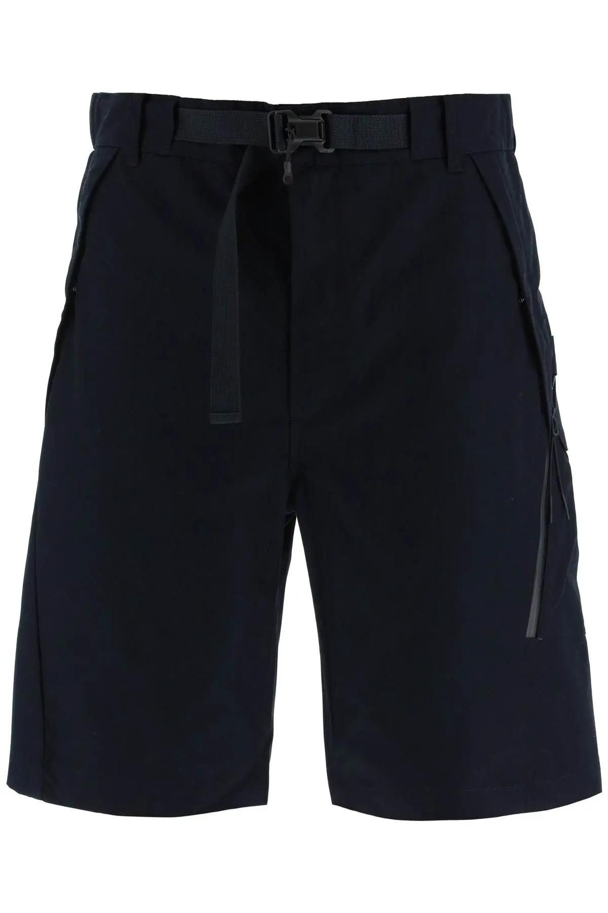 Shop C.p. Company Waterproof Cotton Shorts In Total Eclipse