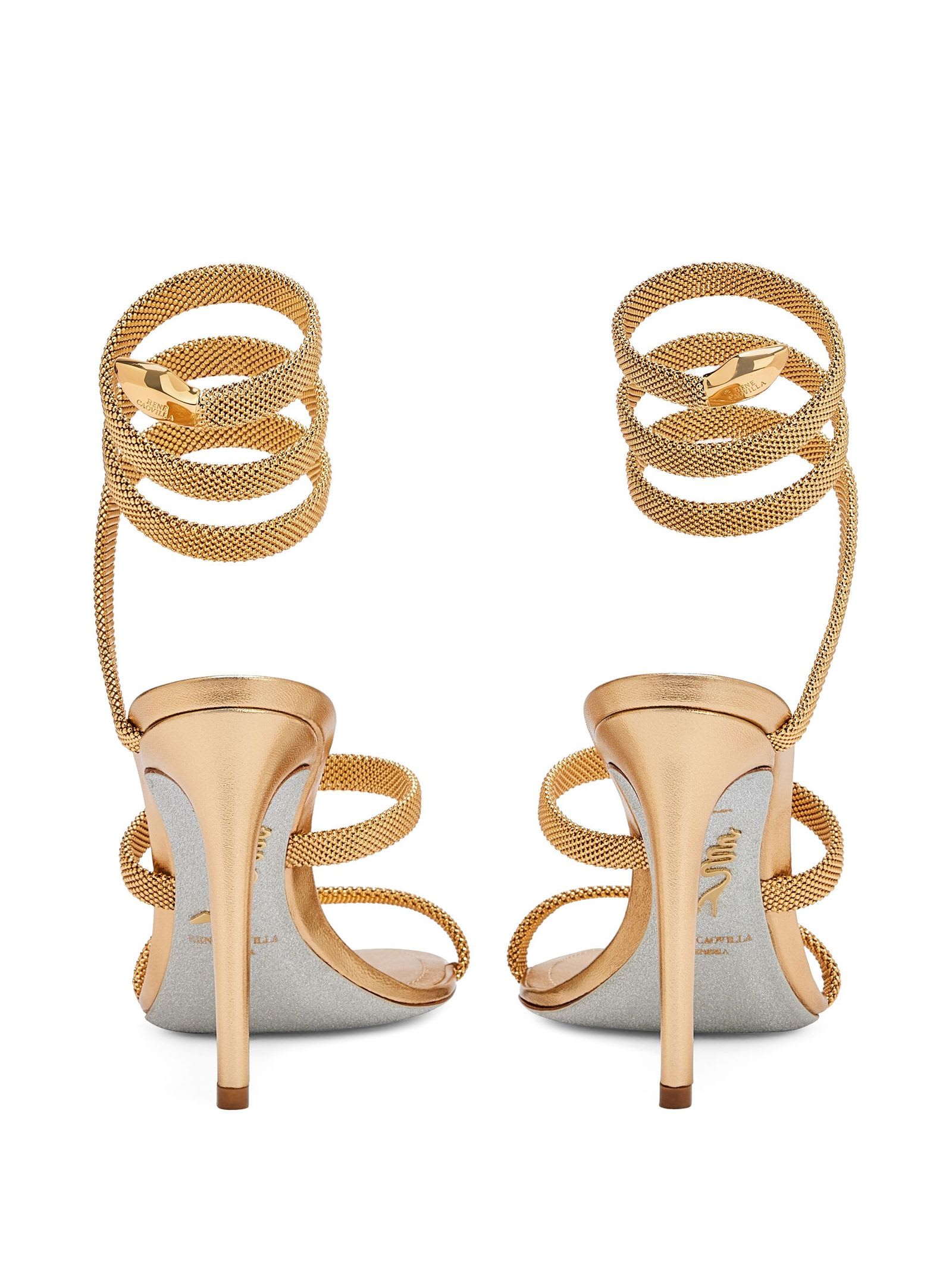 René Caovilla Trigold Cleo Gold Sandal 105 In Golden
