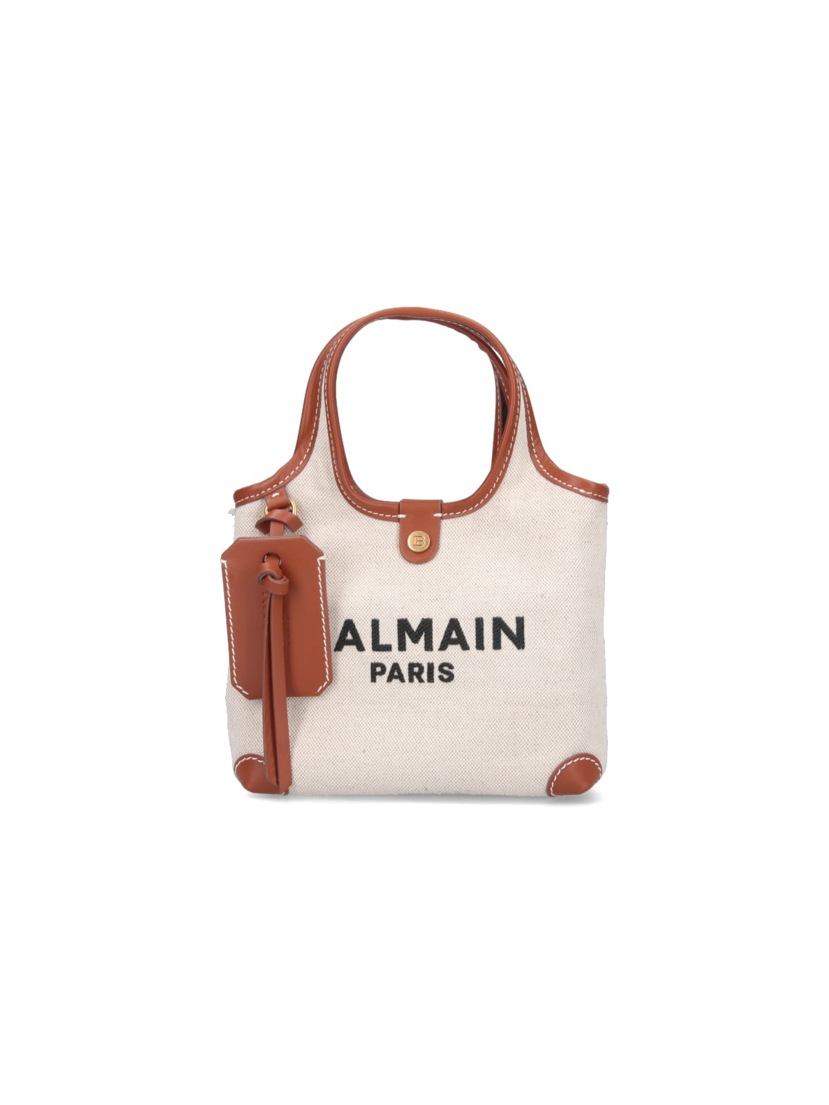 Shop Balmain B-army Tote Bag In Crema