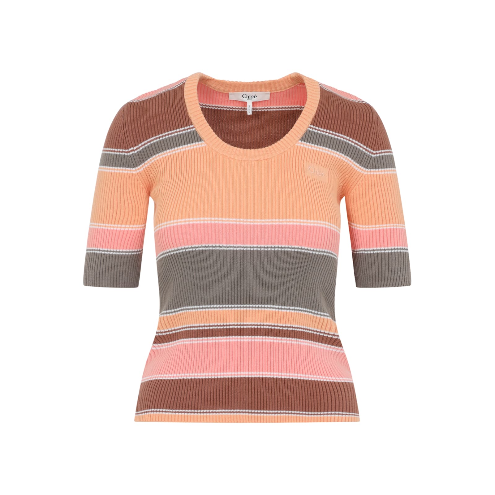 Chloé Multicolor Orange Cotton Sweater In Multi