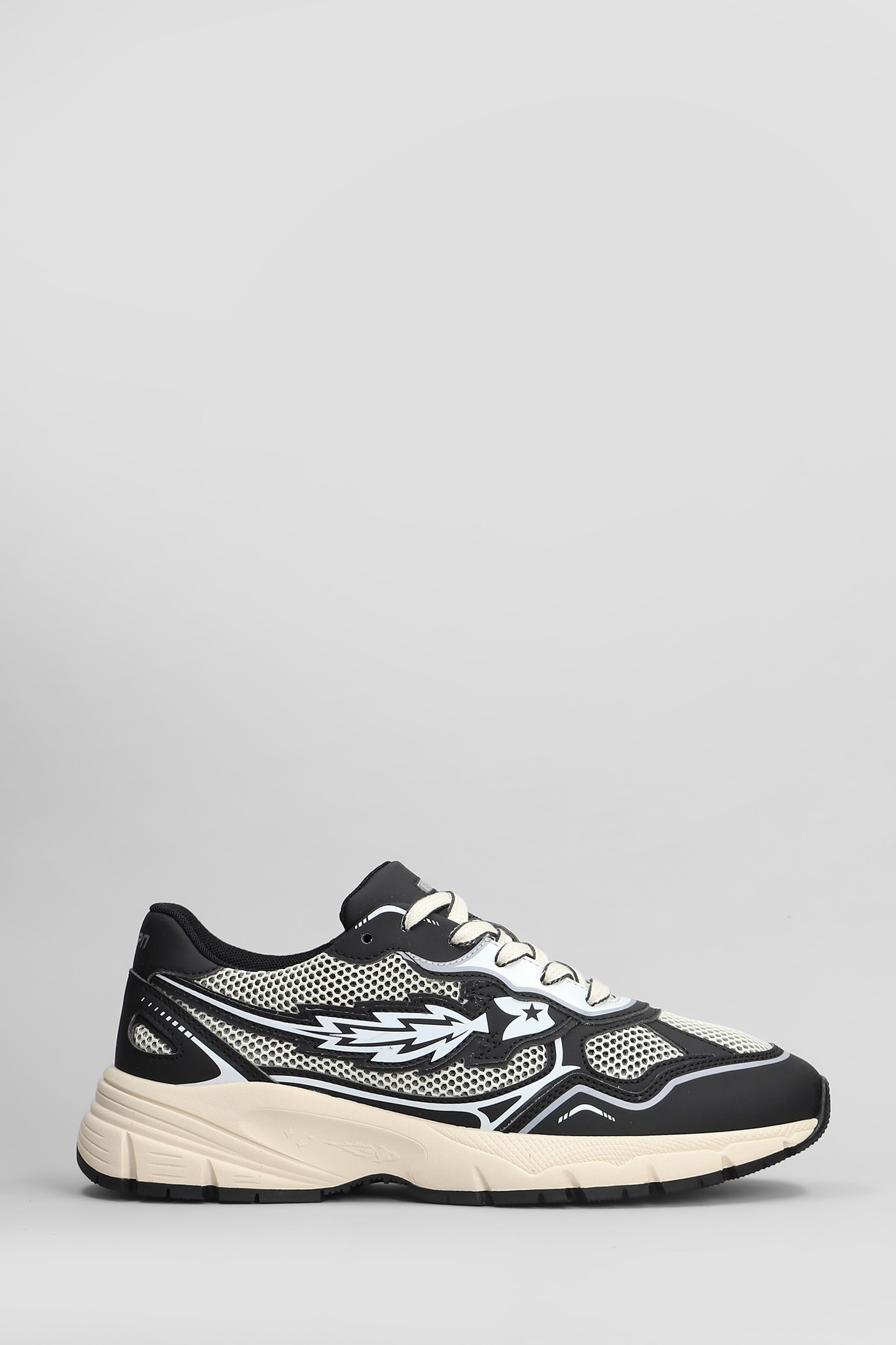 Enterprise Japan Run Rocket Sneakers In Black Leather And Fabric