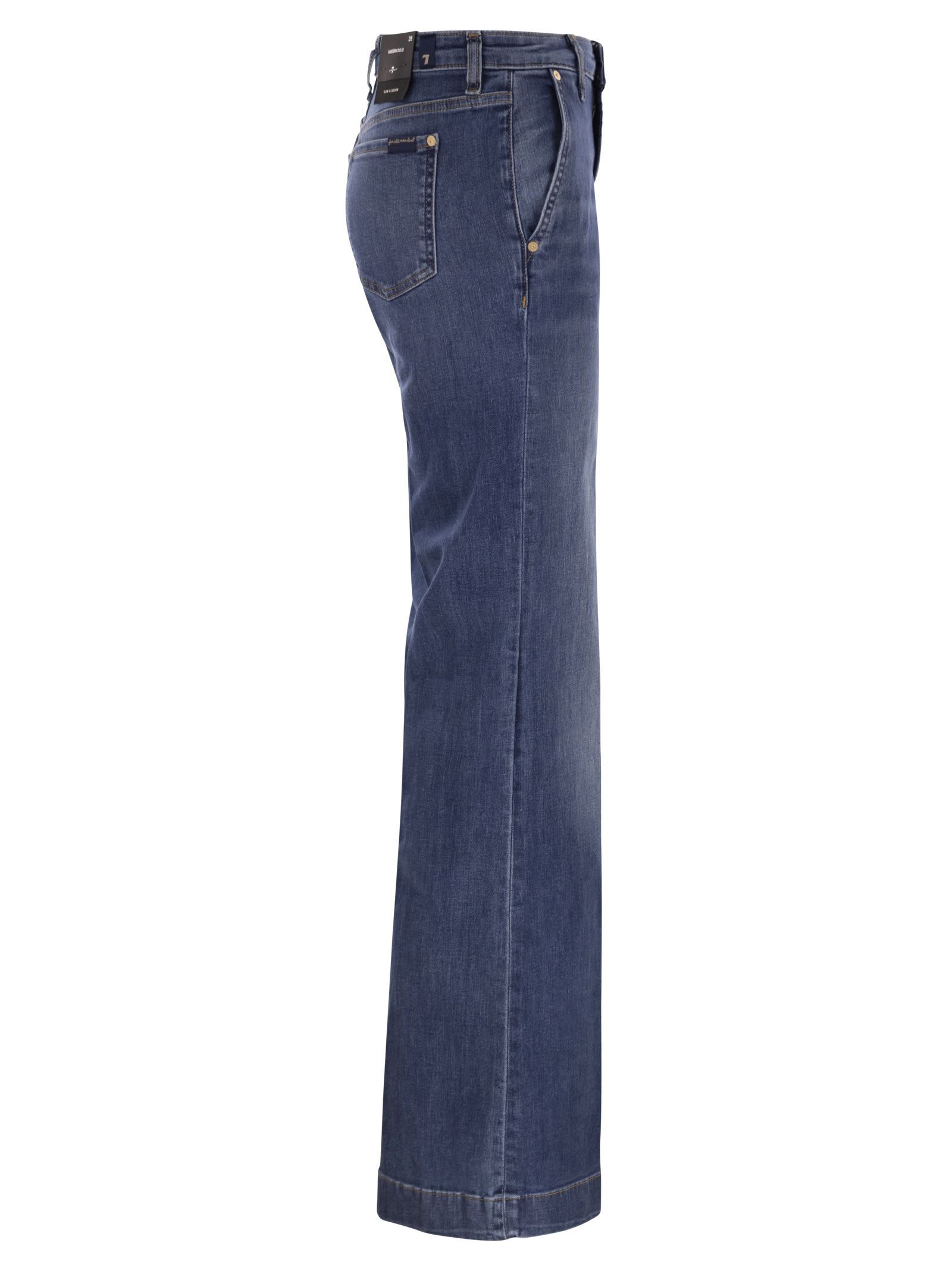 7 For All Mankind Modern Dojo - High-waisted Flared Jeans In Blue