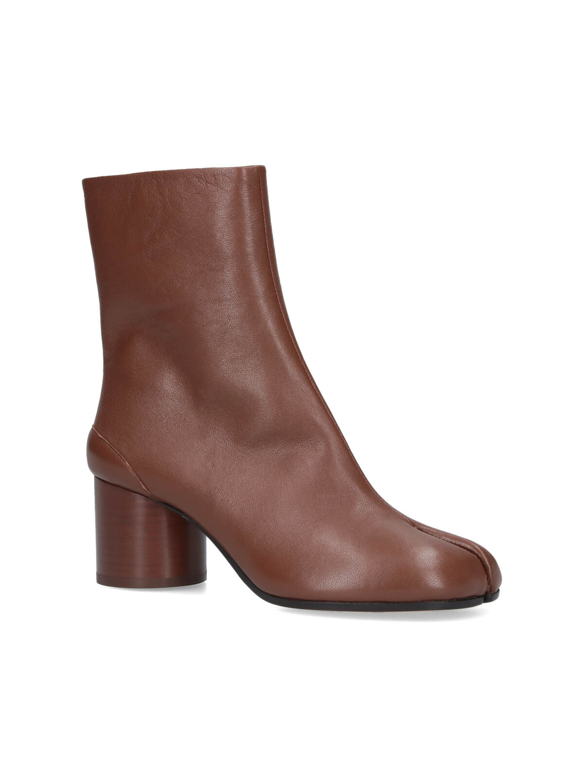 Maison Margiela Tabi High Heels Ankle Boots In Brown Leather In Brown