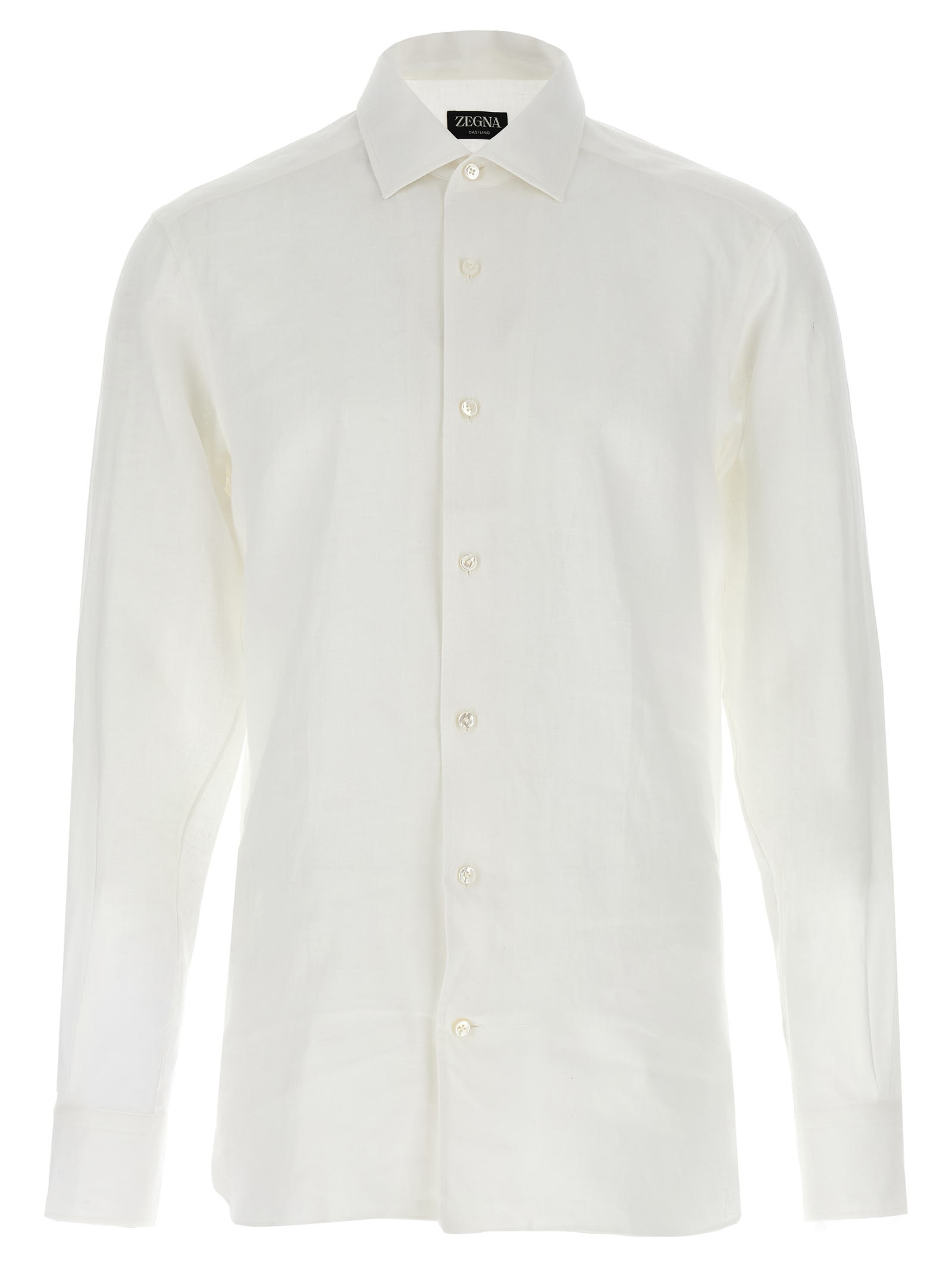 Zegna Micro Striped Trecapi Tailored Fit Long Sleeve Shirt In White