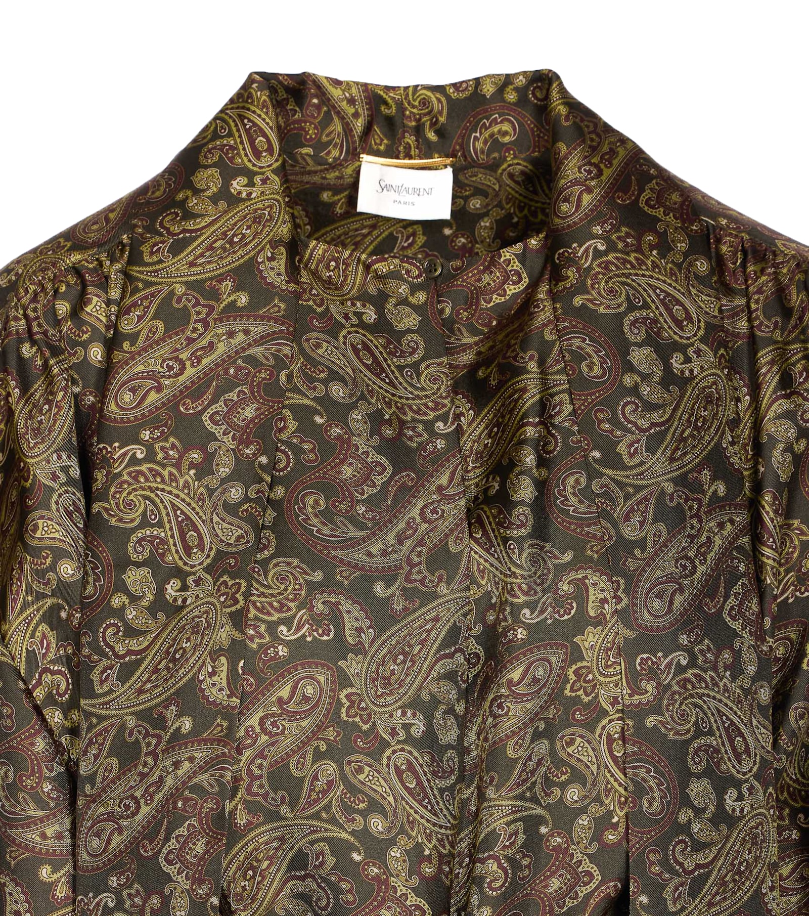 Saint Laurent Pussy-bow Belted Paisley-print Silk-twill Mini Dress