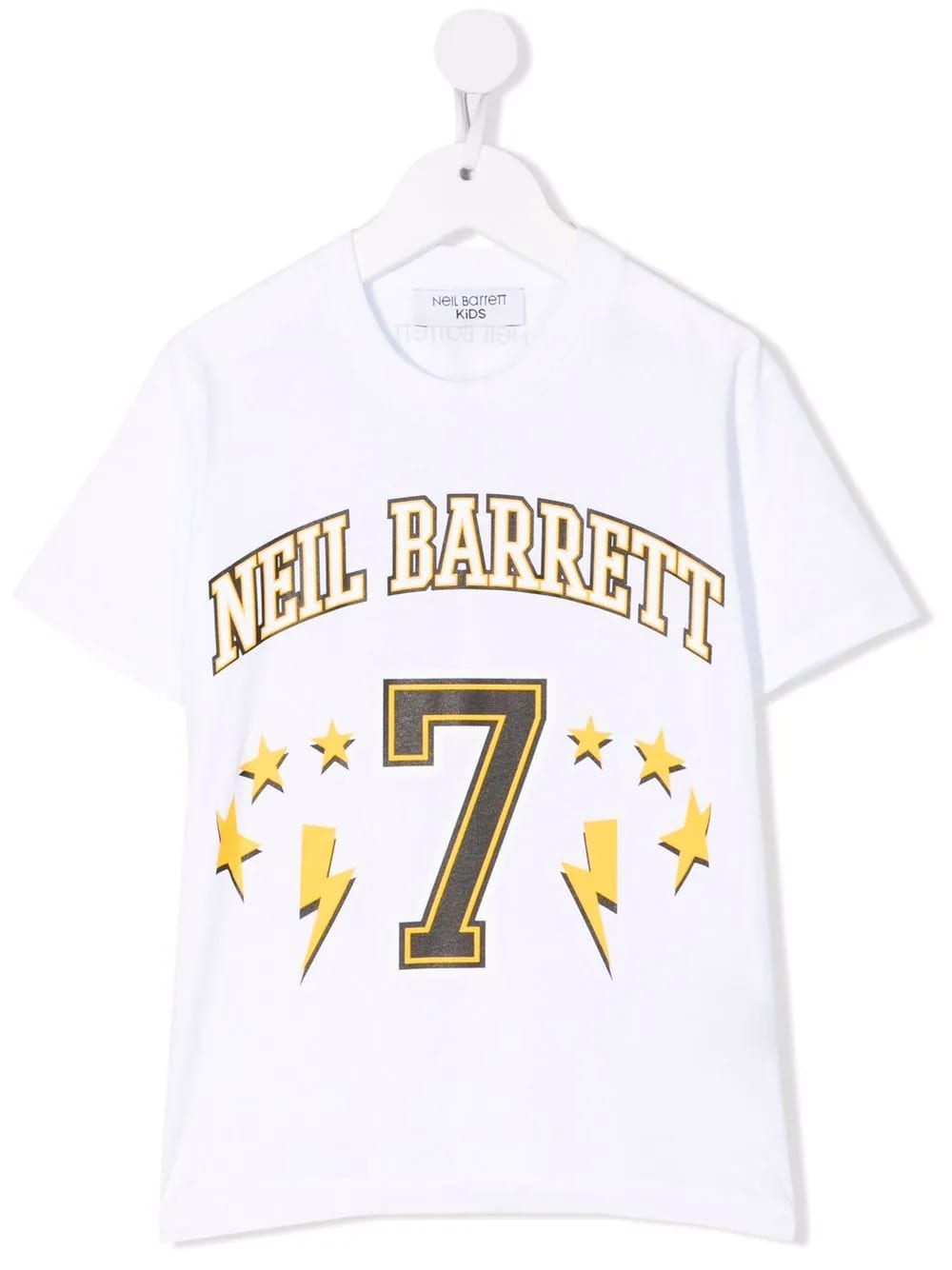 Neil Barrett Kids White T-shirt With Yellow And Black Print