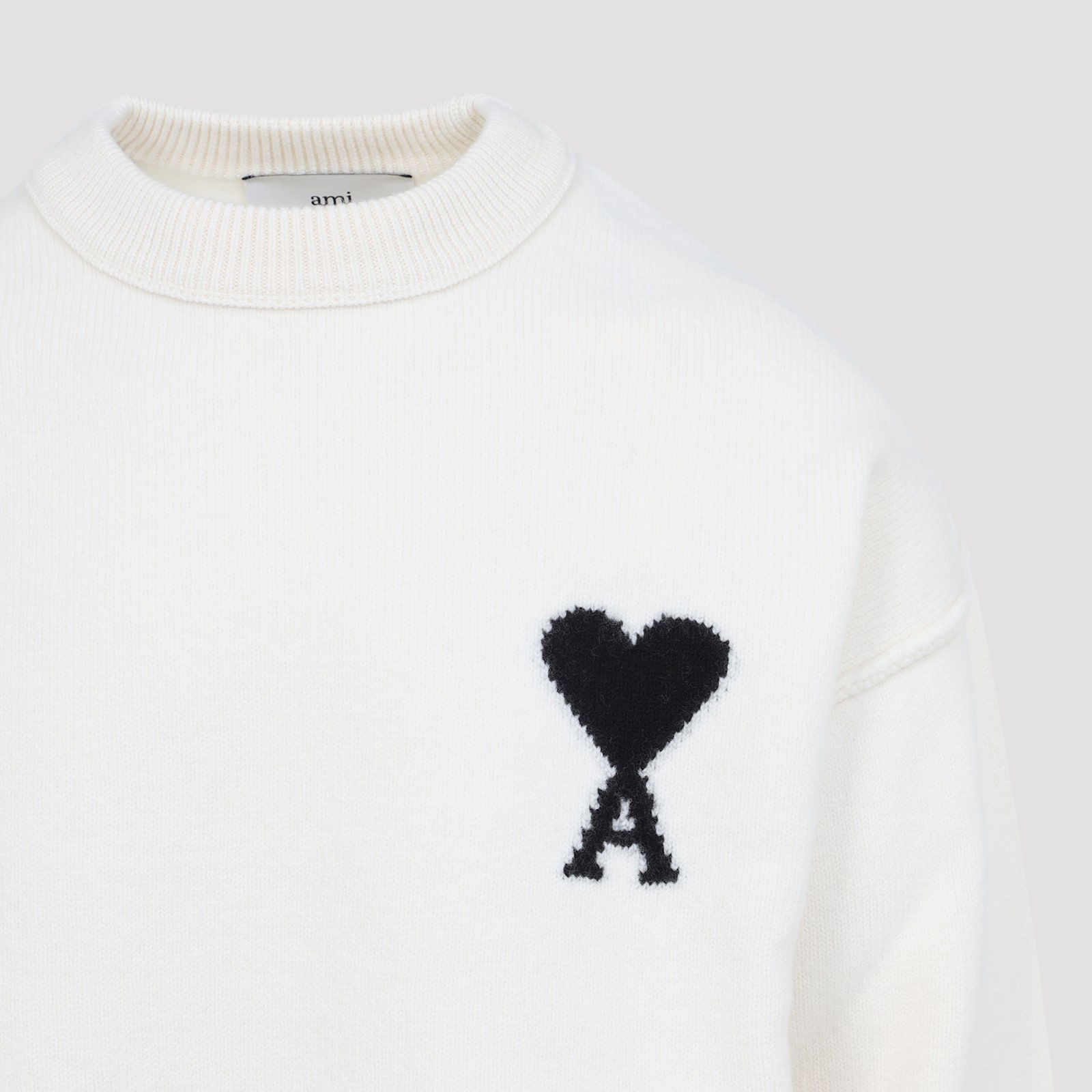 Ami Alexandre Mattiussi Ami Paris White Ami De Coeur Sweater Men In Neutral