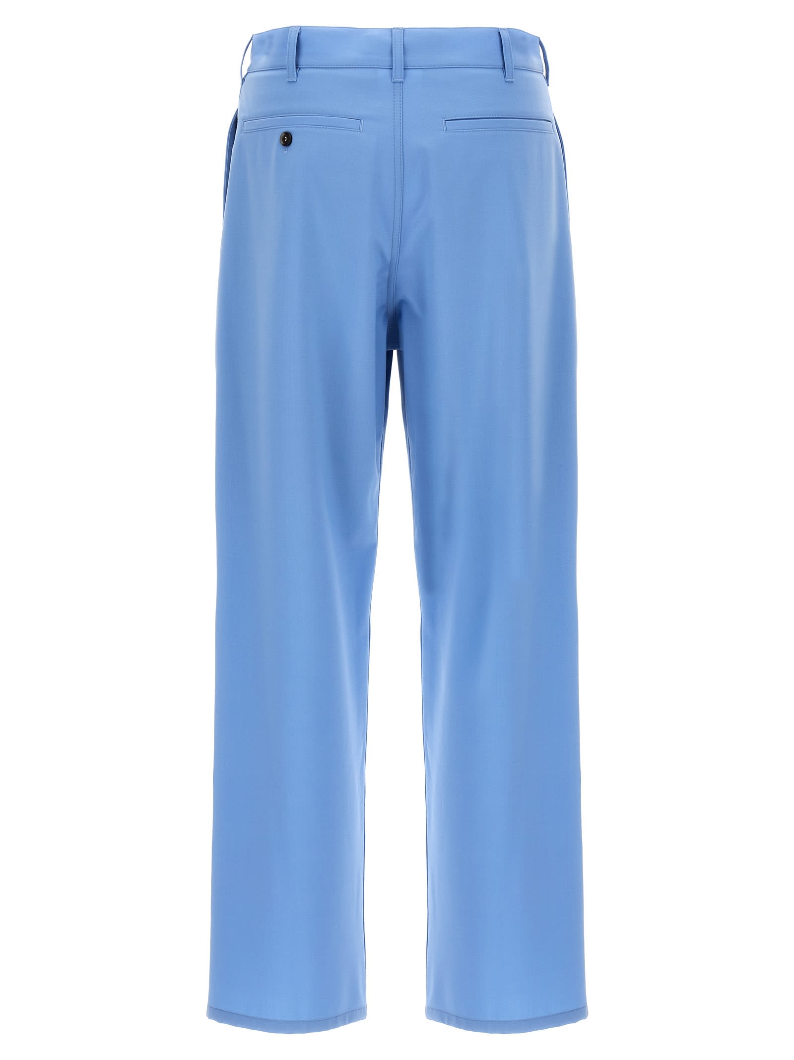 Shop Marni Logo Embroidery Pants In Light Blue