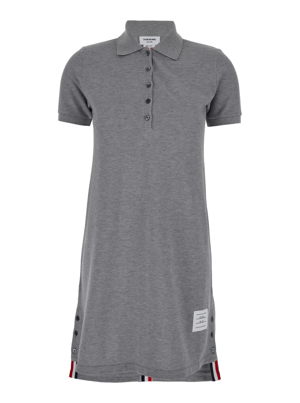 Shop Thom Browne Knee-length Polo Dress W/ Center Back Rwb Stripe In Classic Pique In Grey