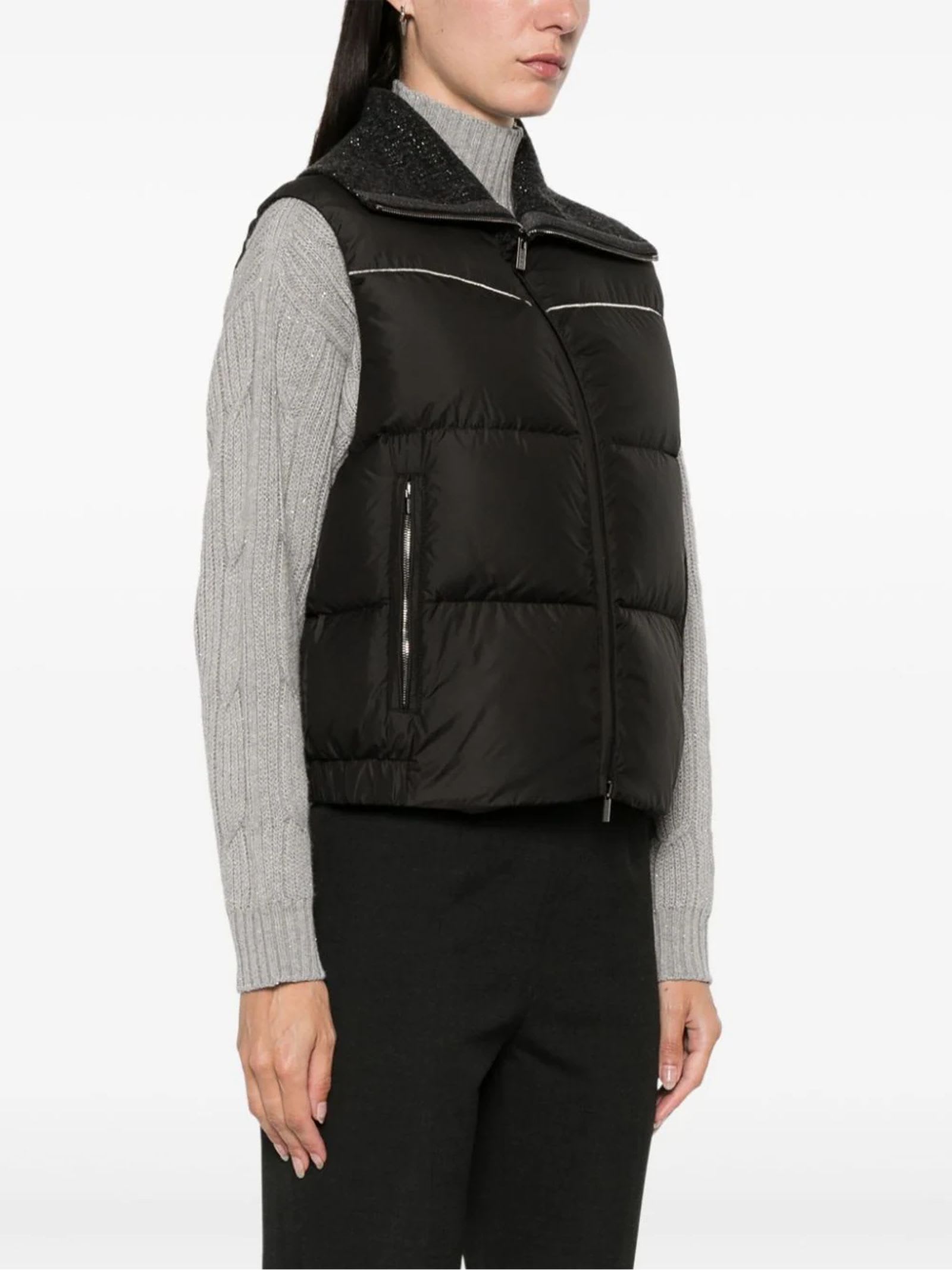 Shop Peserico Black Goose-down Gilet