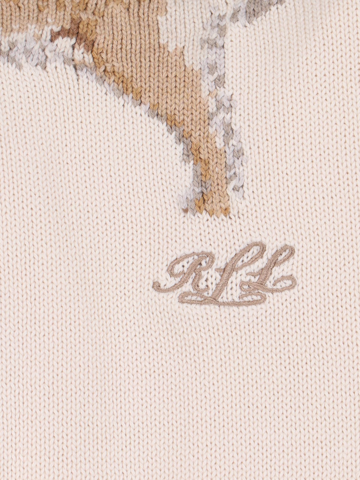 Ralph Lauren Golden Retriever Inlaid Sweater In White