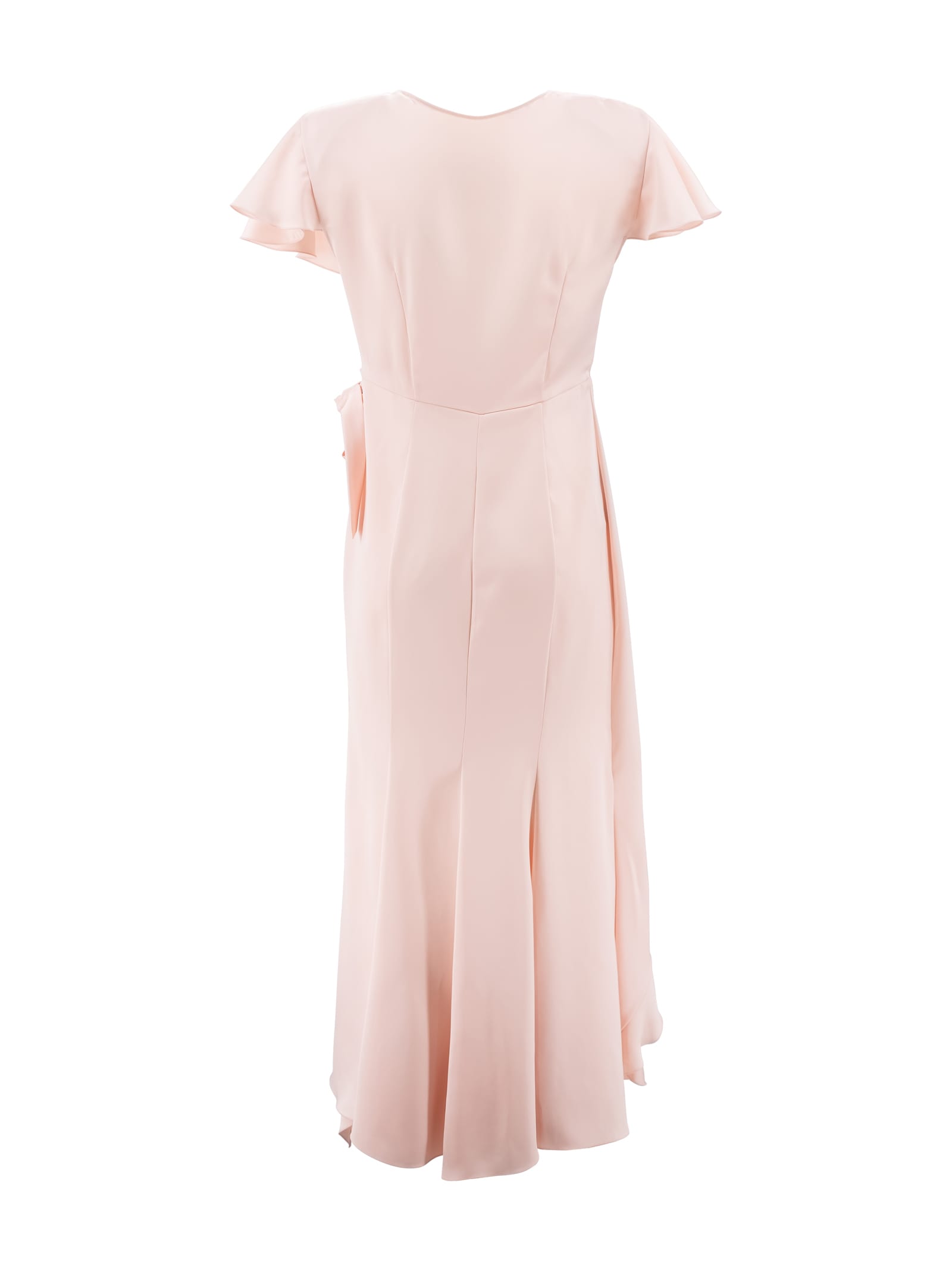 Shop Philosophy Di Lorenzo Serafini Ruffled Satin-finish Wrap Dress In Pink