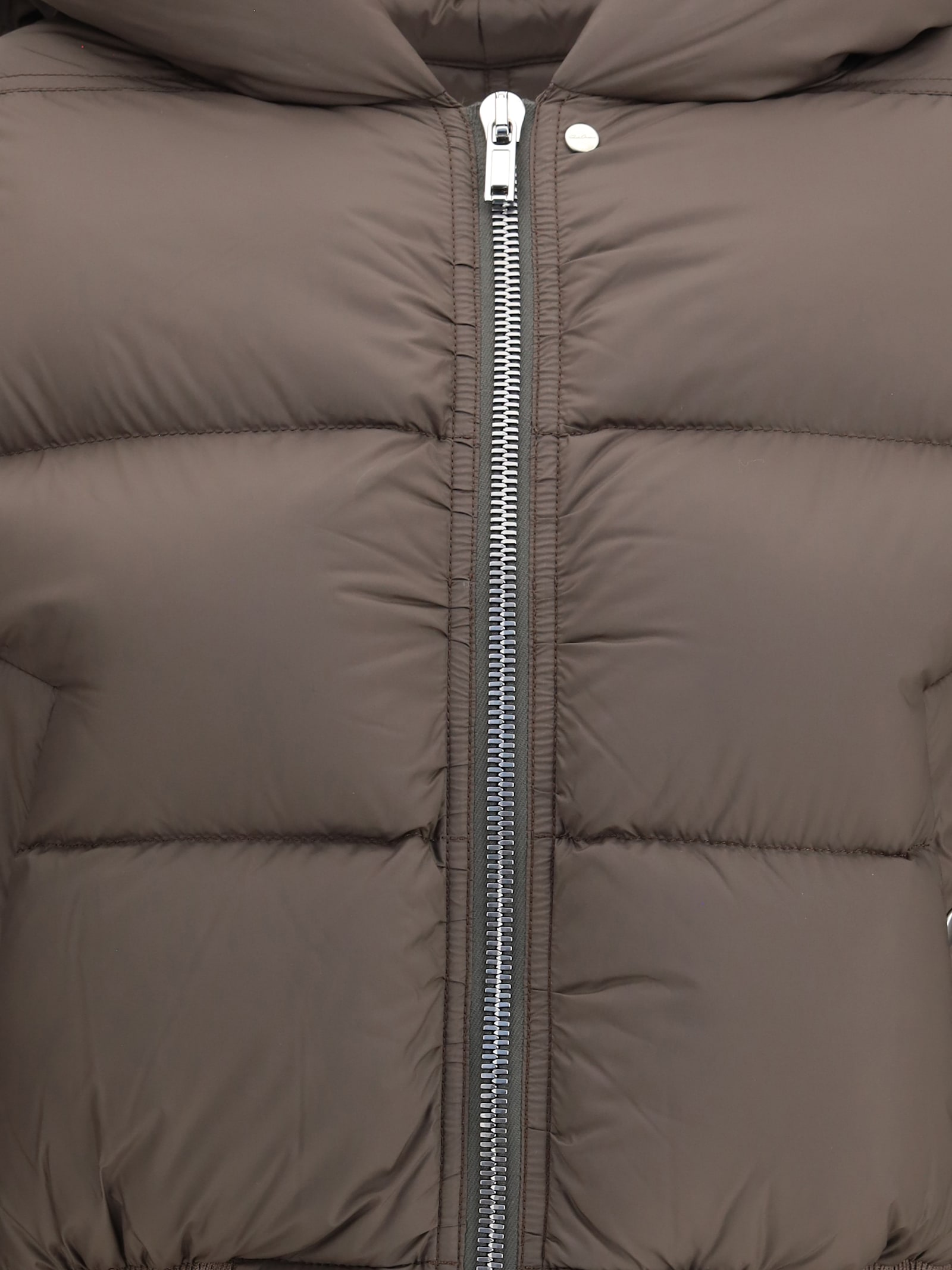 Rick Owens Hooded Down Jacket In Brown