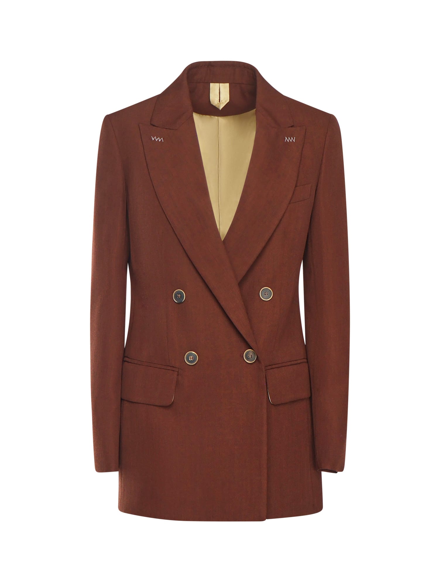 Max Mara Double-breasted Button Jacket In Brown