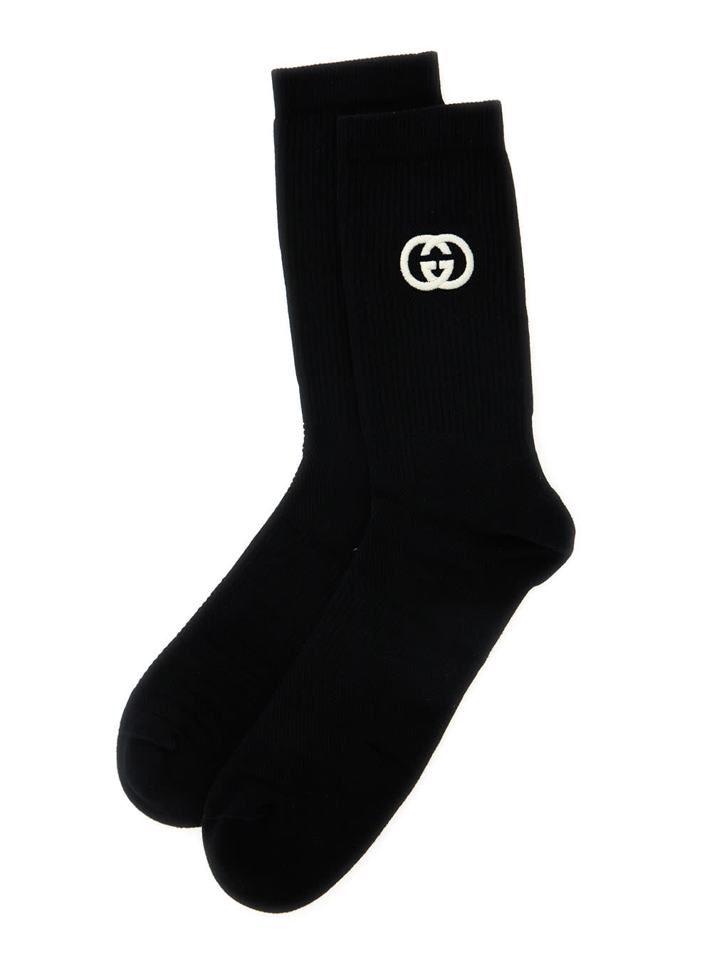 Gucci Black Gg Logo Socks In Cotton Man In Black