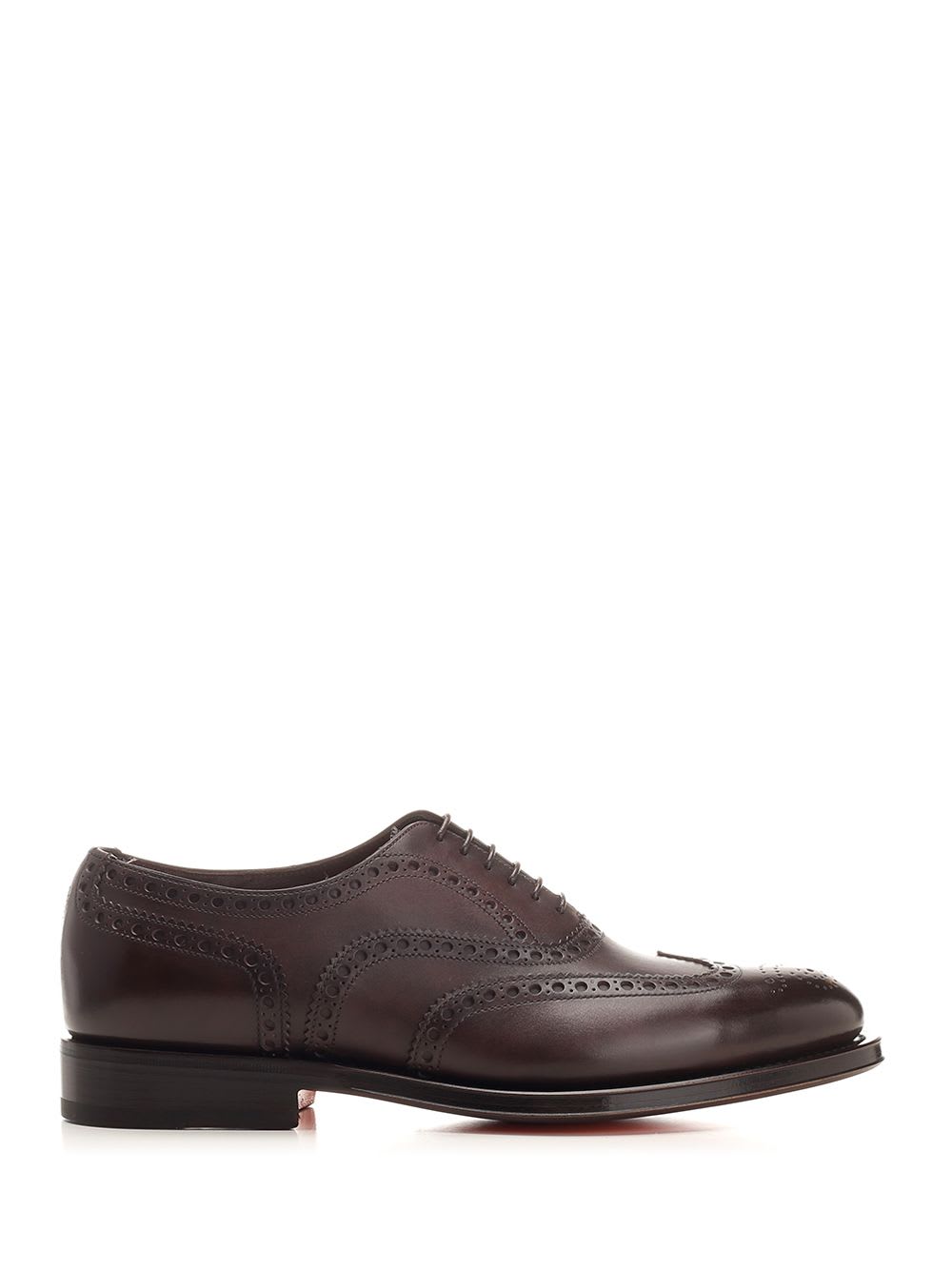 Shop Santoni Leather Oxford Brogue Lace-up In Brown