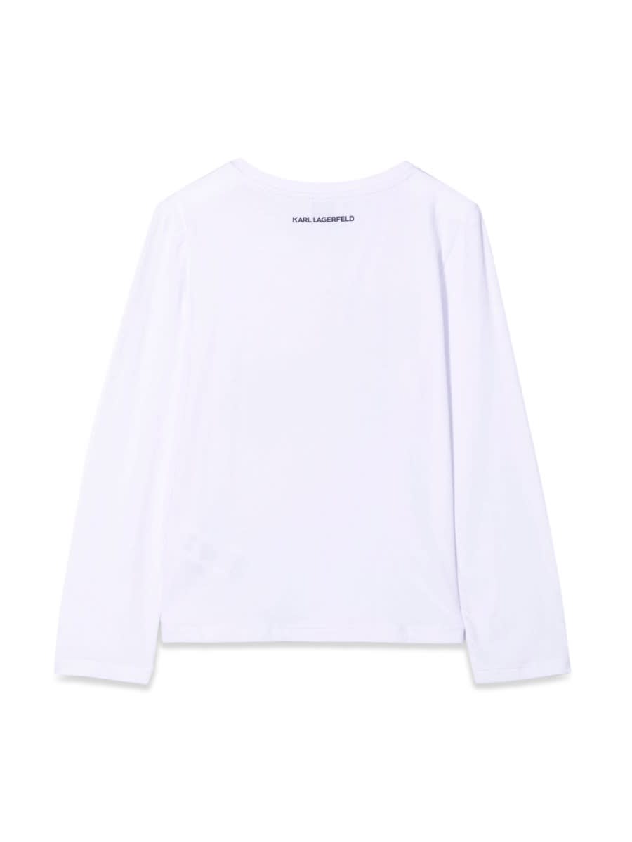 Shop Karl Lagerfeld T-shirt Karl & Choupette Con Strass In White