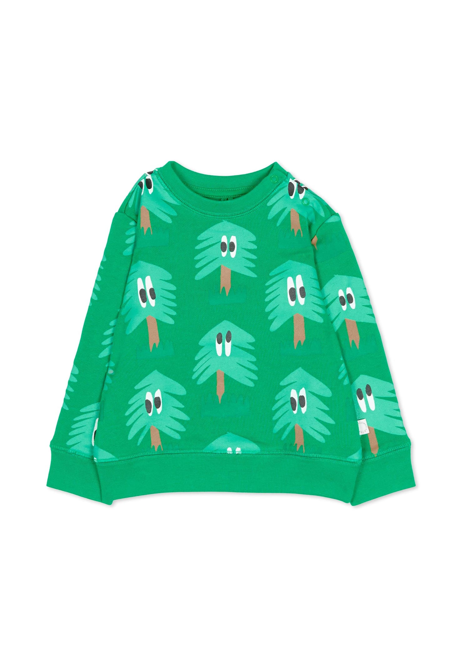 Stella Mccartney Green Sweatshirt With Fir Trees For Baby Boy In Green