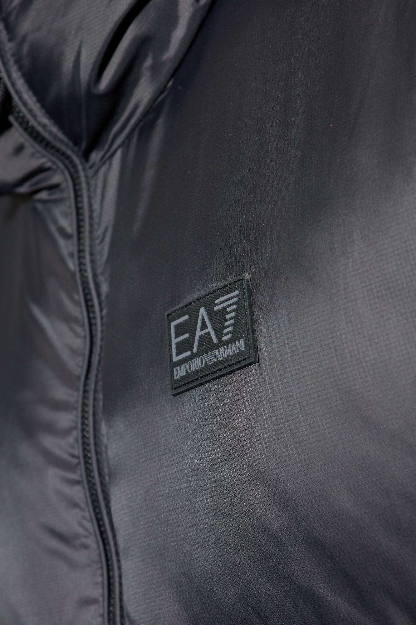 Ea7 Hooded Logo Jacket In Black