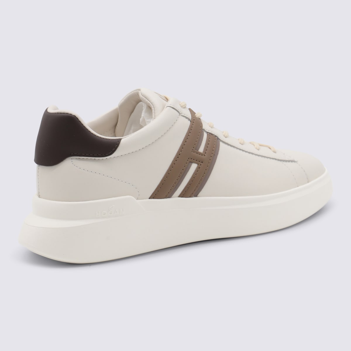 Hogan Leather Sneakers With Round Toe And Rubber Sole In White