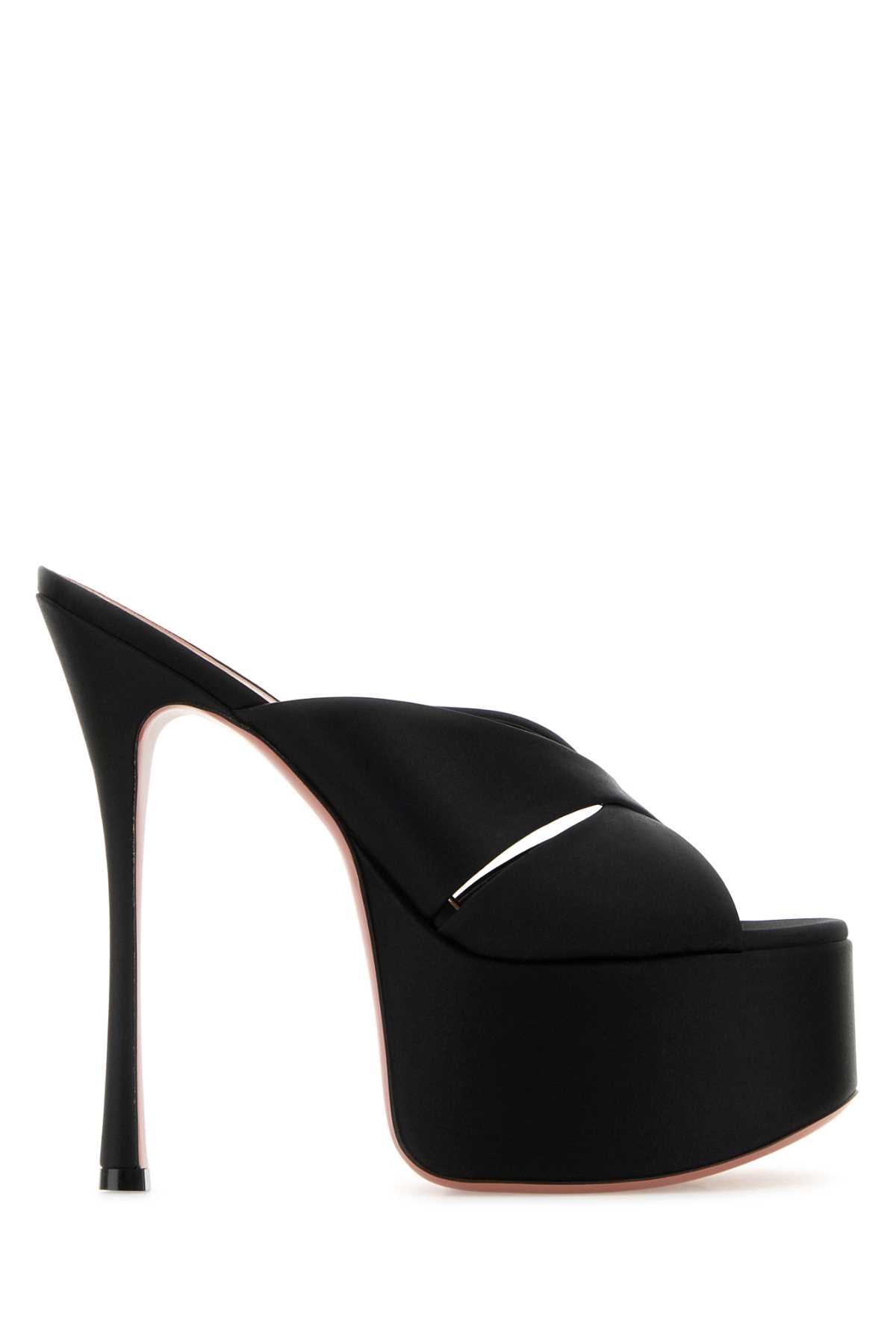 Amina Muaddi Salma 60 Satin Slipper With High Thin Heels