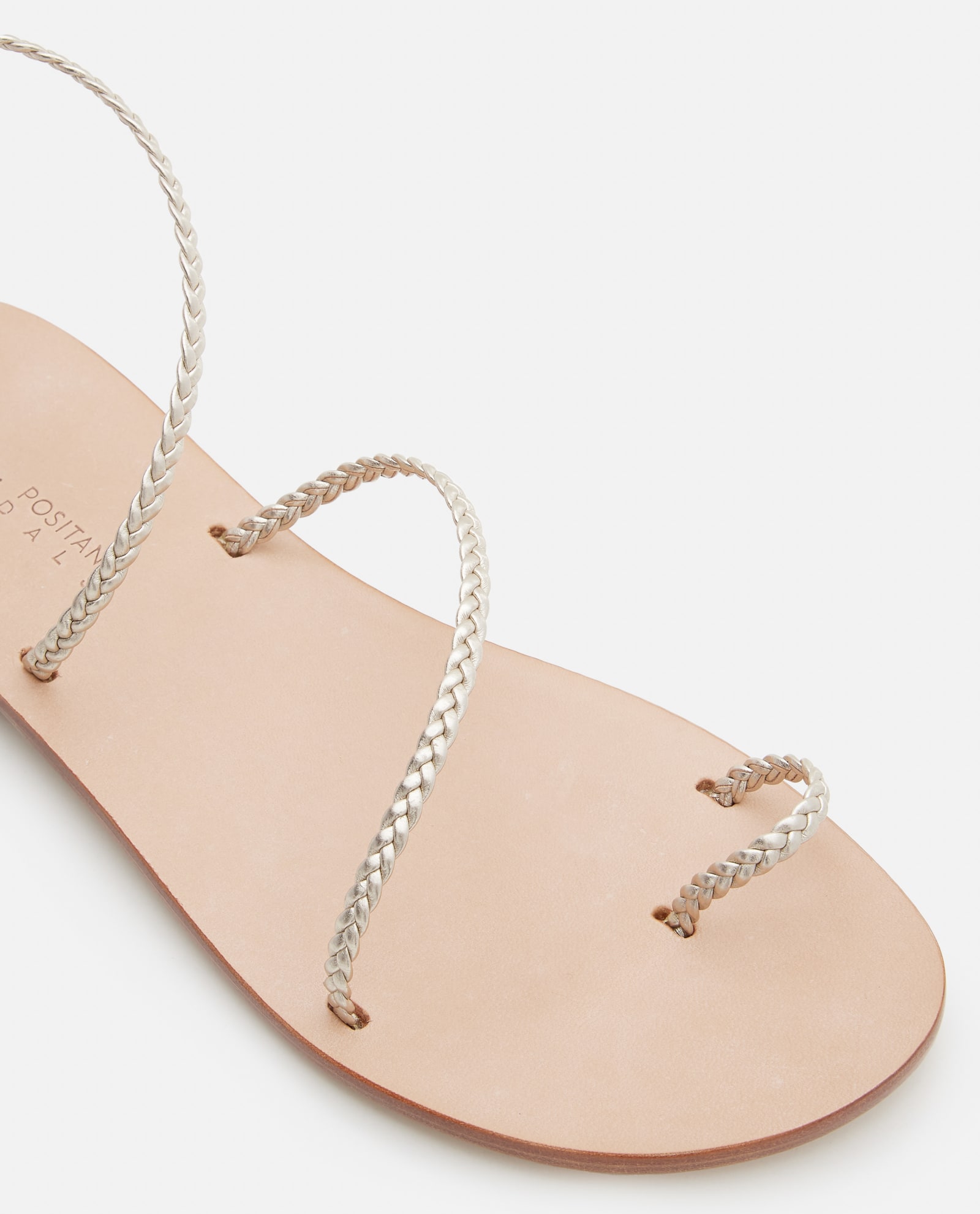Shop Capri Positano Caliope Braid Leather Flat Sandals In Golden