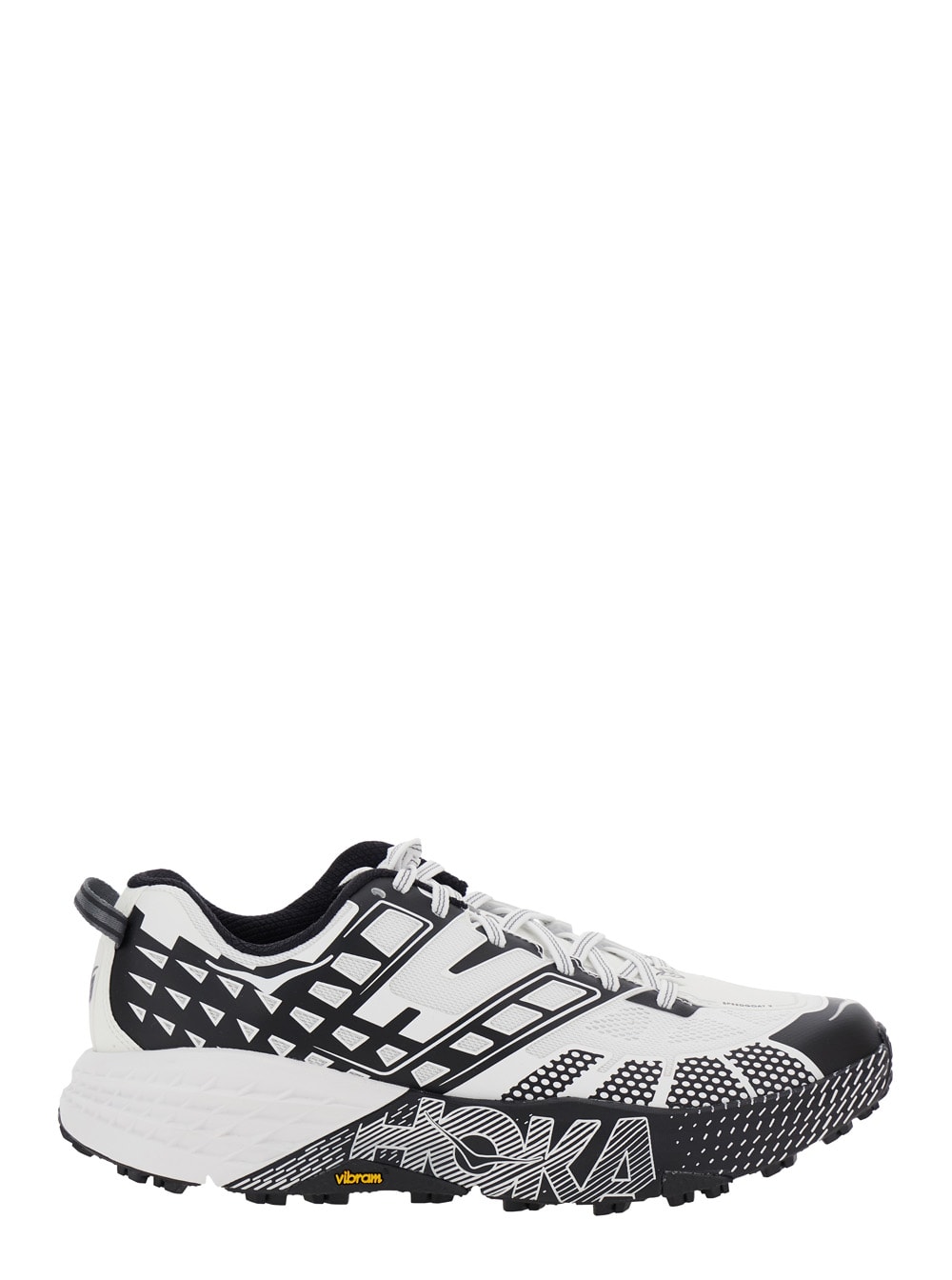 speedgoat Black And White Low Top Sneakers With Geometric Motif In Tech Fabric Unisex