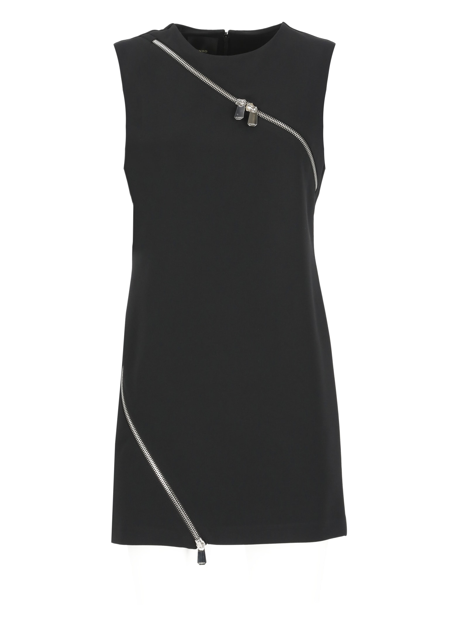 Shop Pinko Dress With Asymmetric Zip In Black