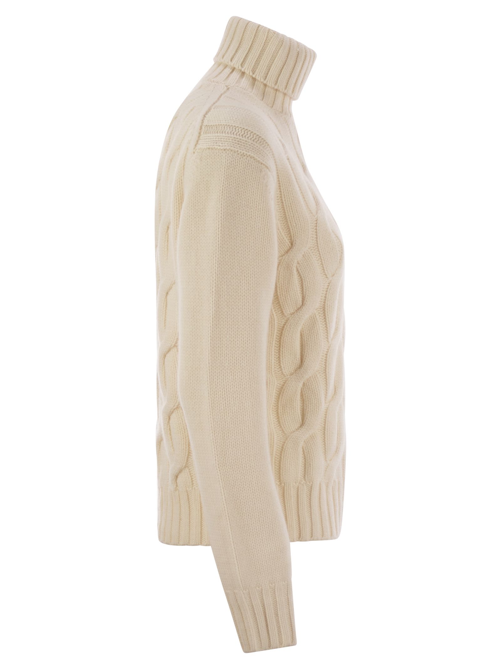 Shop Mc2 Saint Barth Giverny - Cable-knit Turtleneck Jumper In White